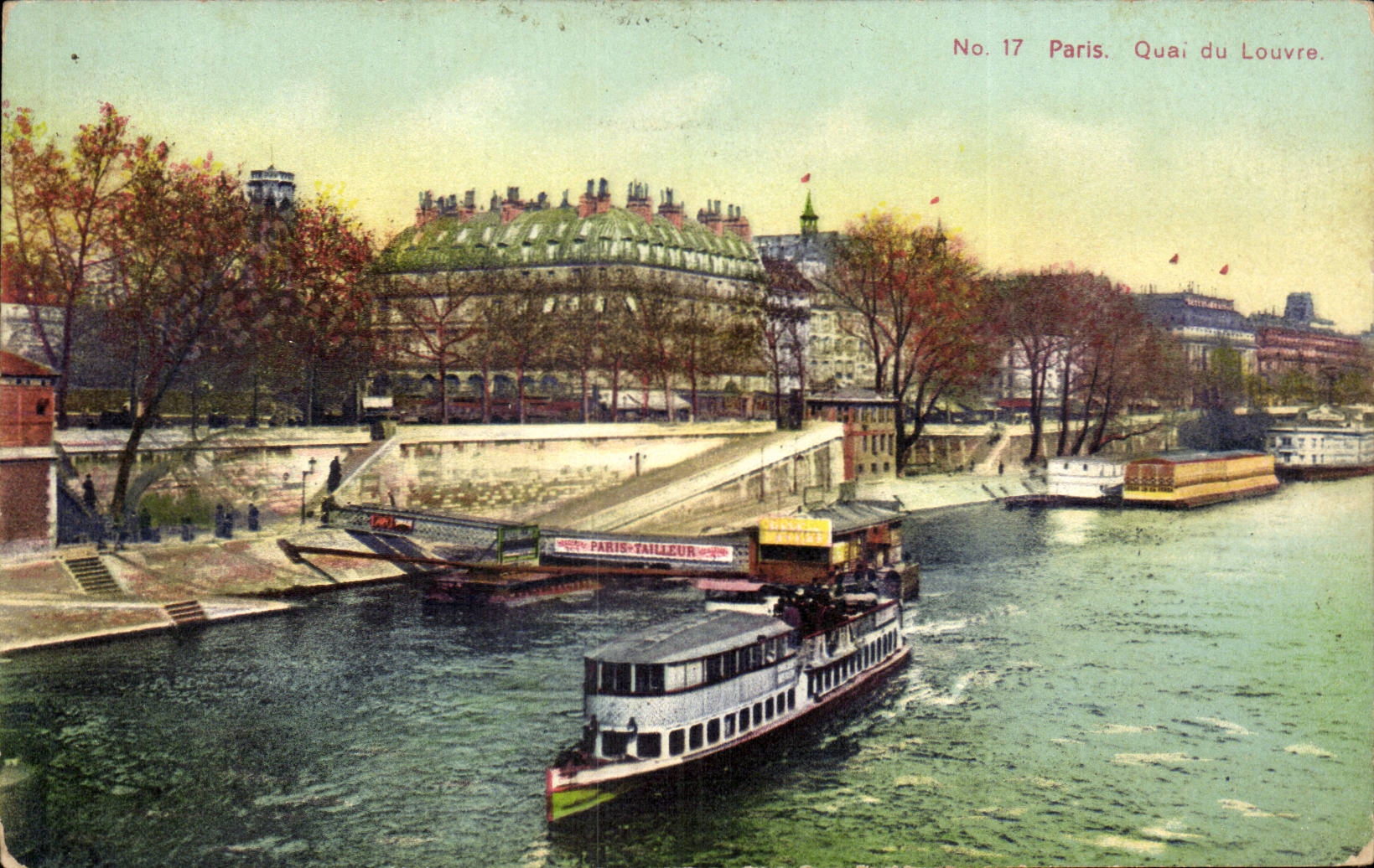 Paris CPA Quai du Louvre (peniche)