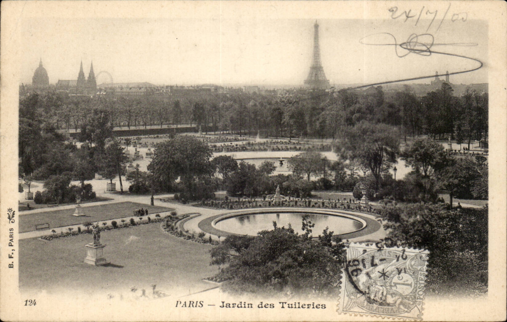 Paris CPA Jardin des Tuileries Tour Eiffel