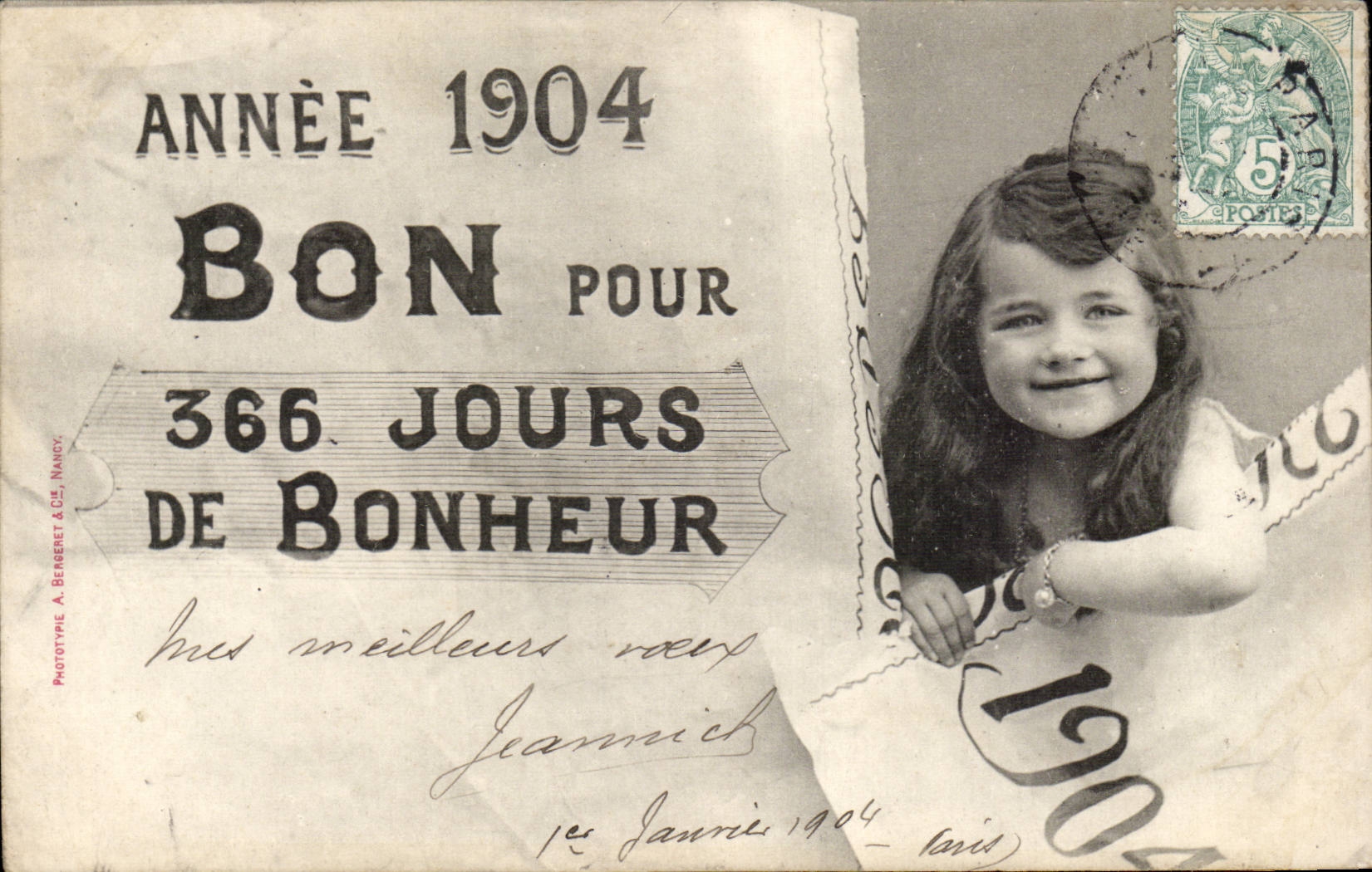 CPA Fantasy Good Child for 366 days of happiness 1904