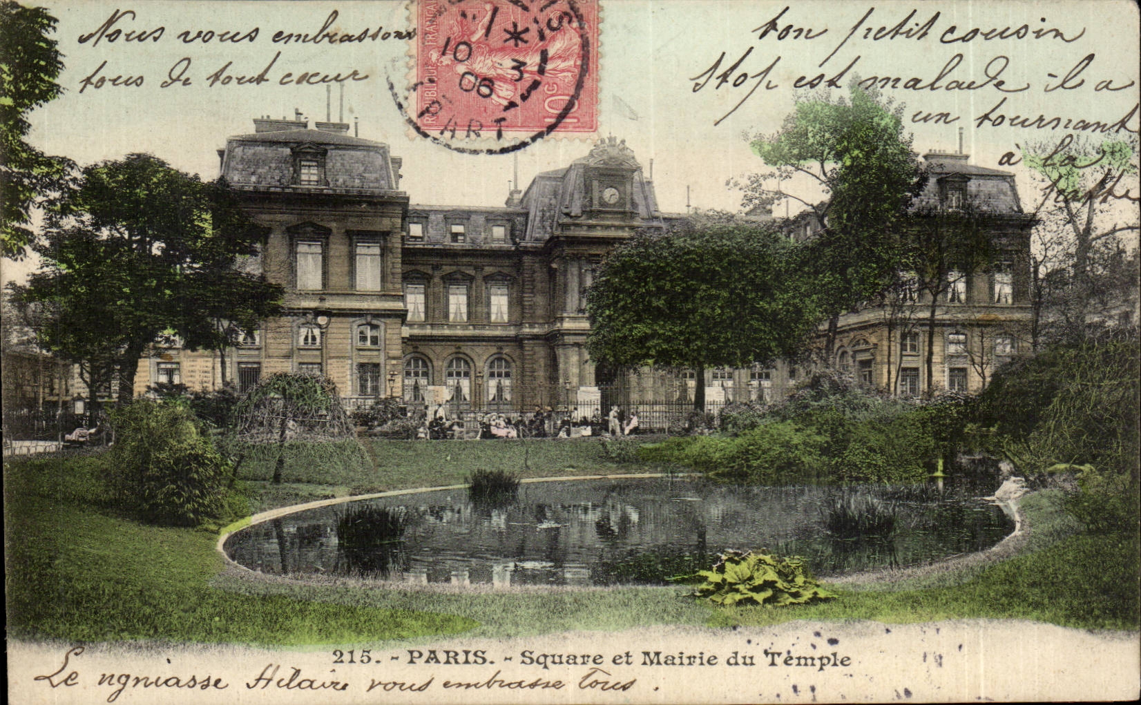 CPA Paris allgemeiner Garten und Rathaus des Tempels