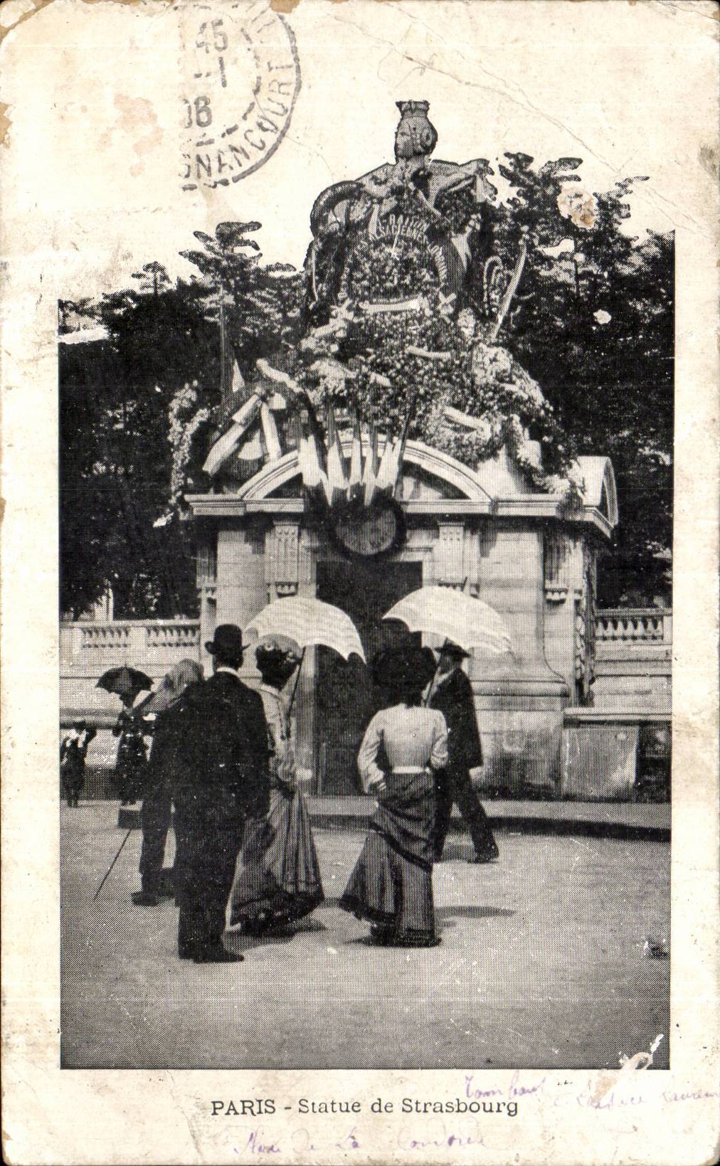 CPA Paris Statue de Strasbourg