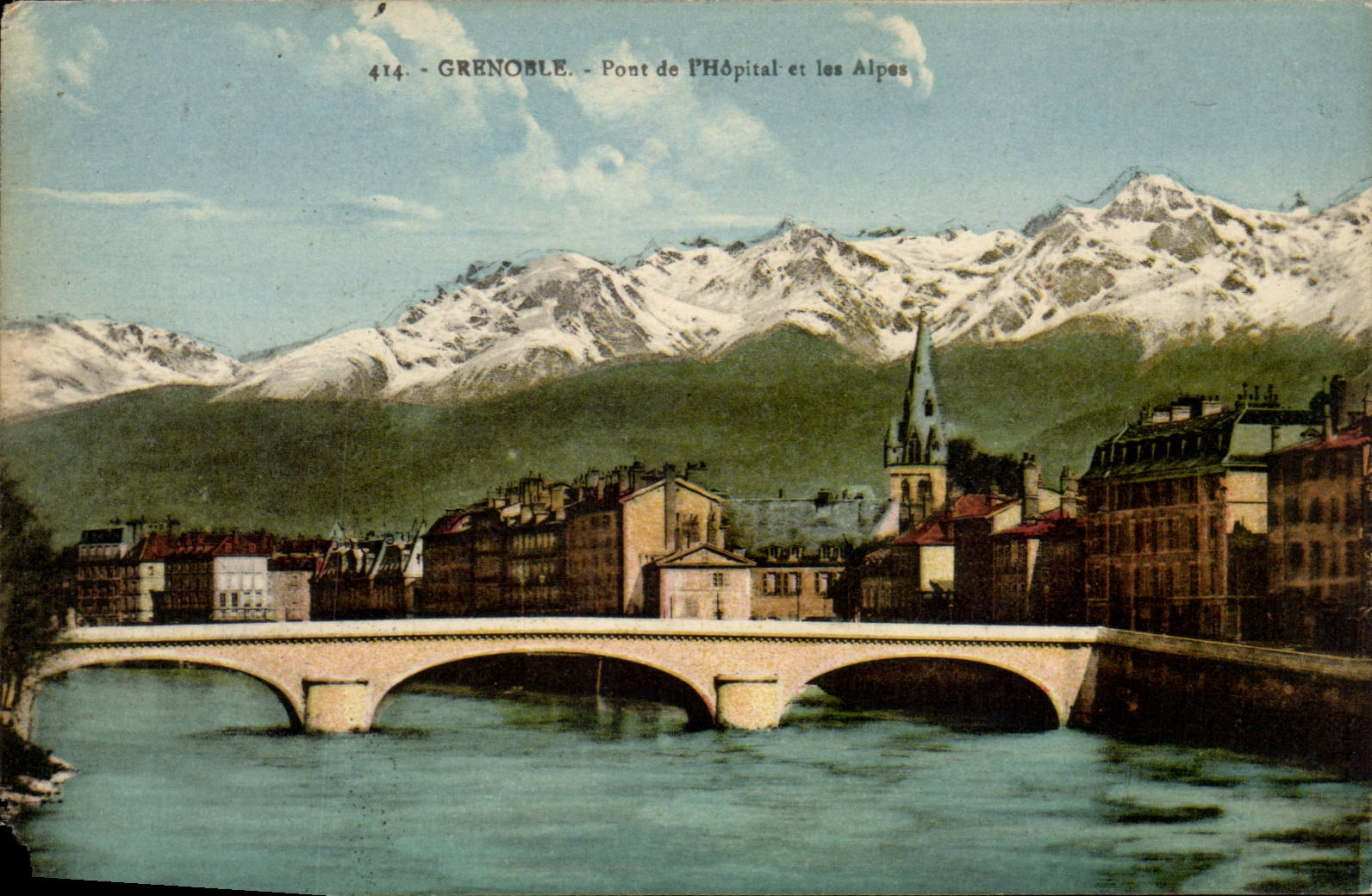 CPA Grenoble Bridge of the hospital and the Alps