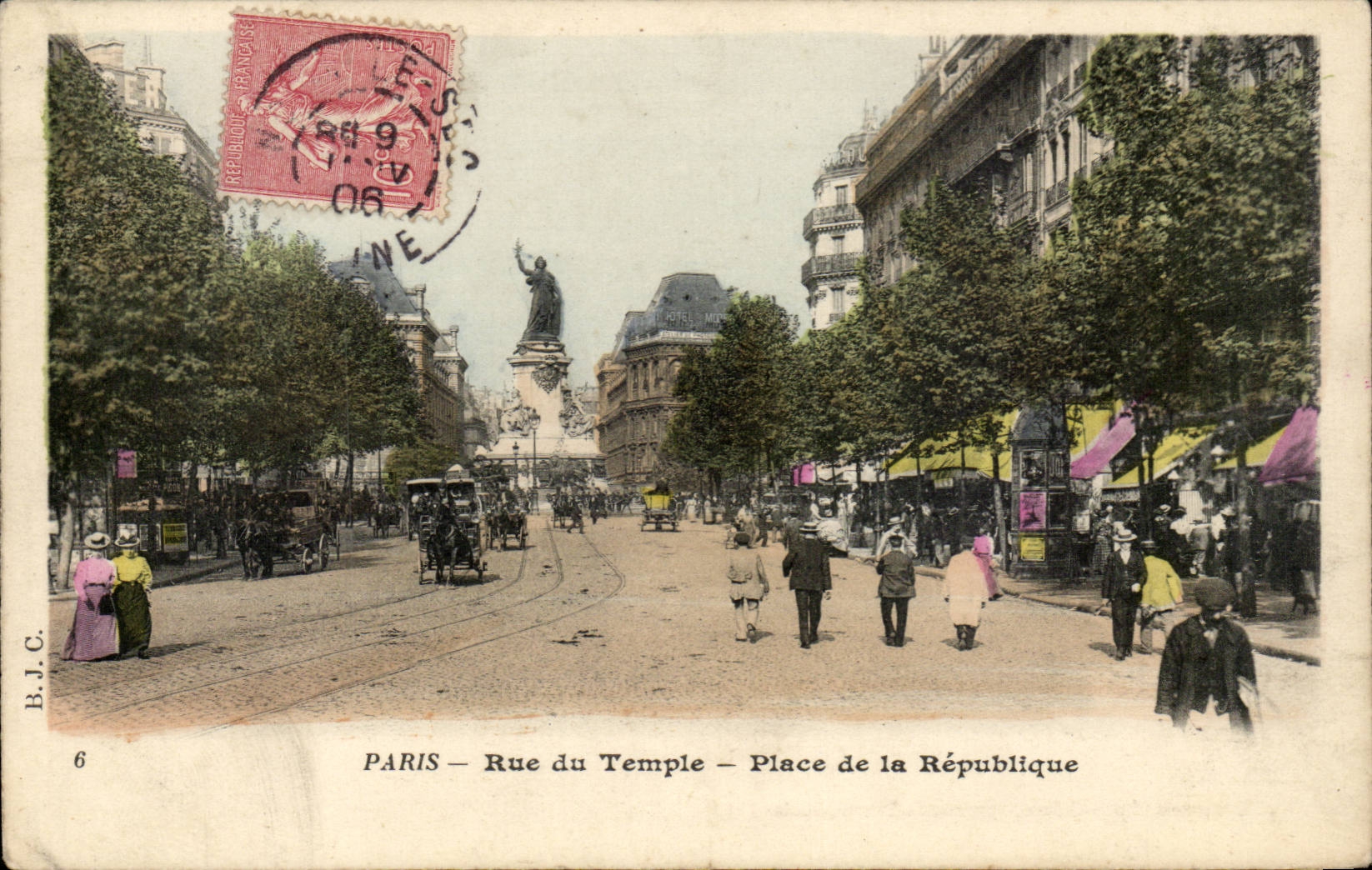 Paris CPA Rue of the temple Places republic