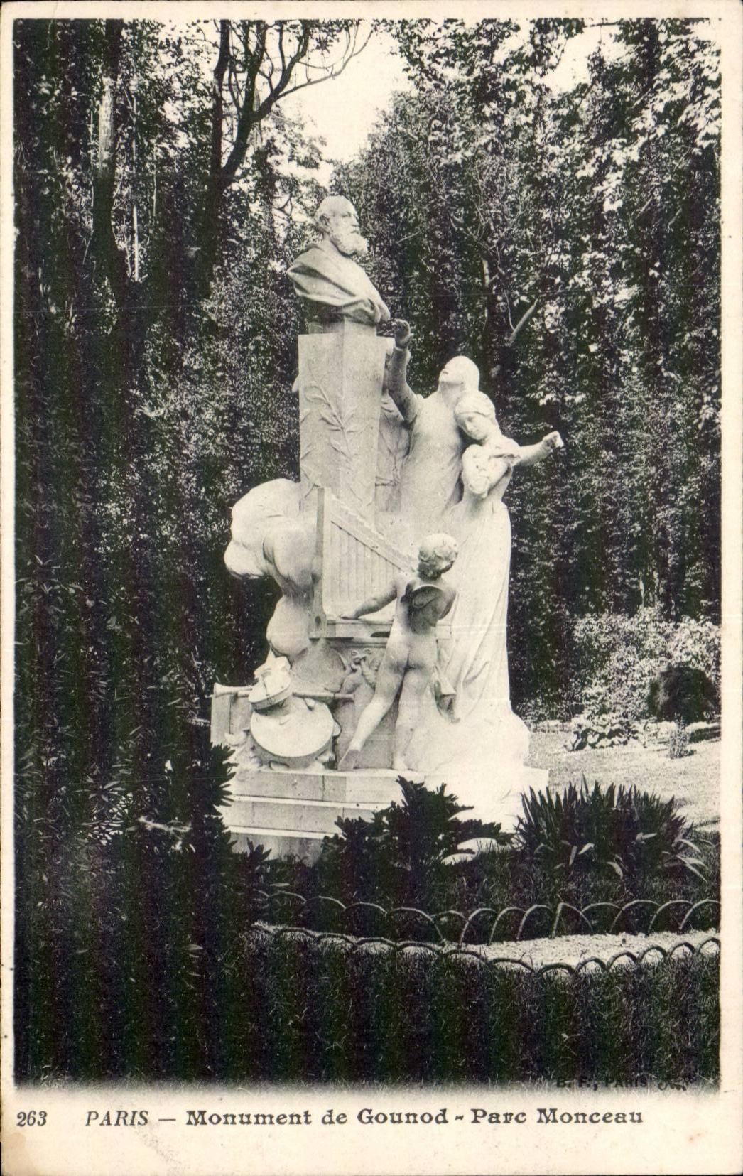 Paris CPA Park Heap Monument of Gounod