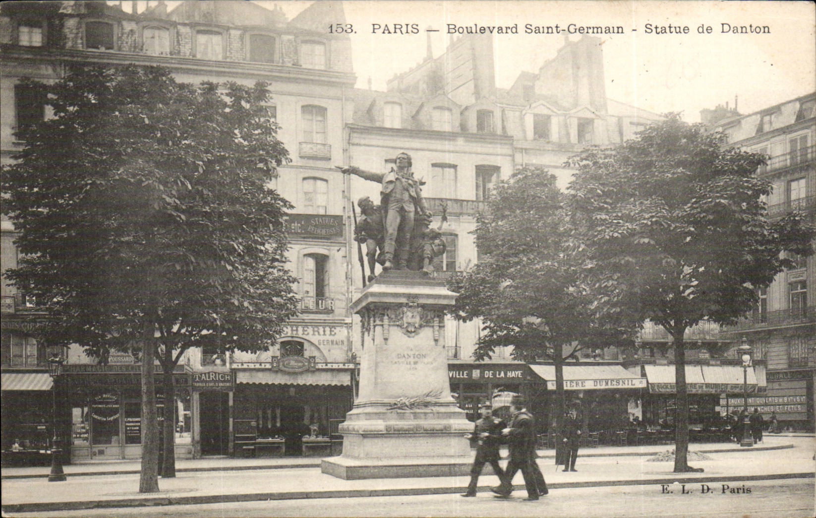 Paris CPA Boulevard Saint Germain Statue of DAnton
