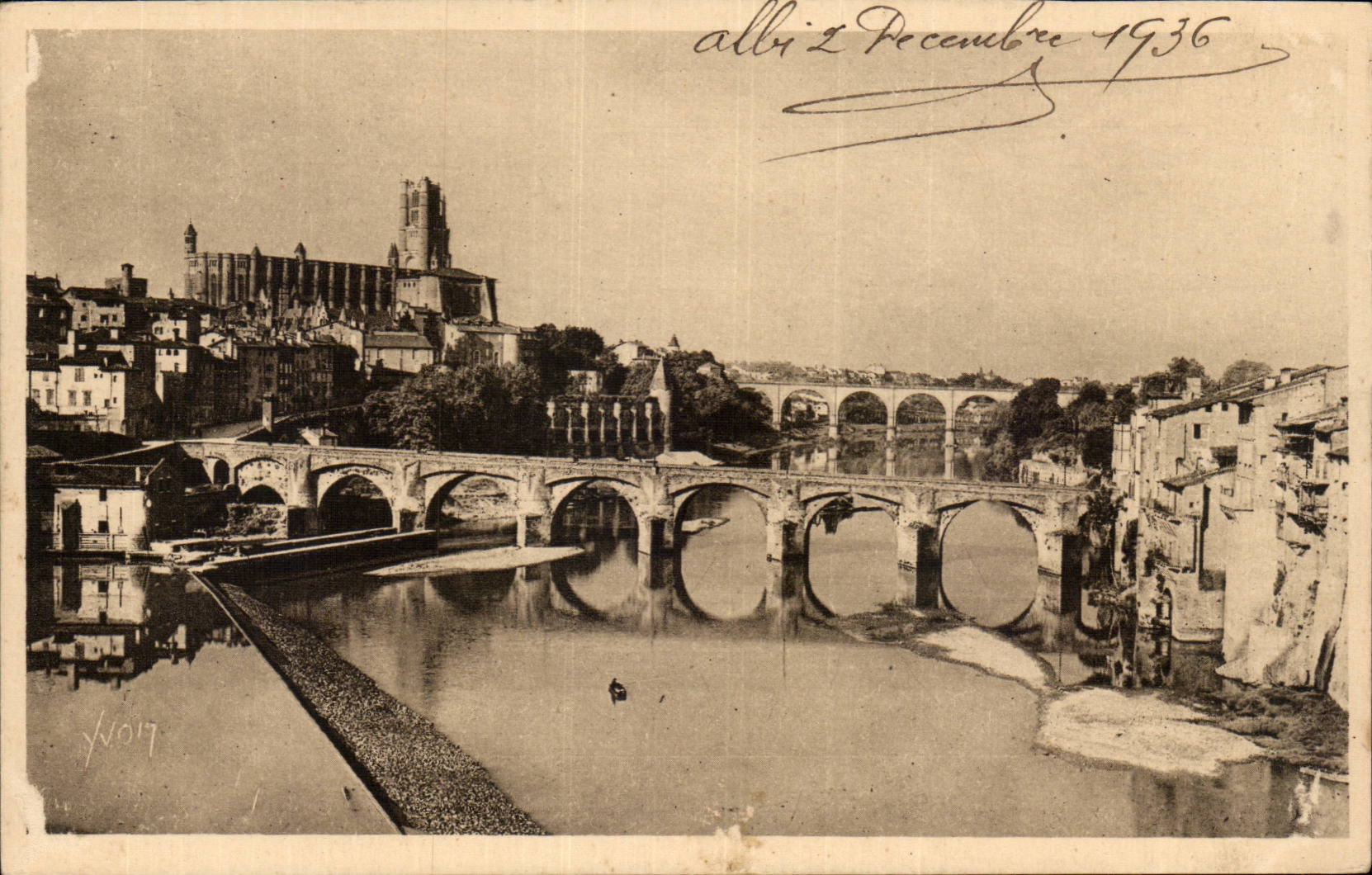 CPA Albi the old bridge and the cathedral co Cecile