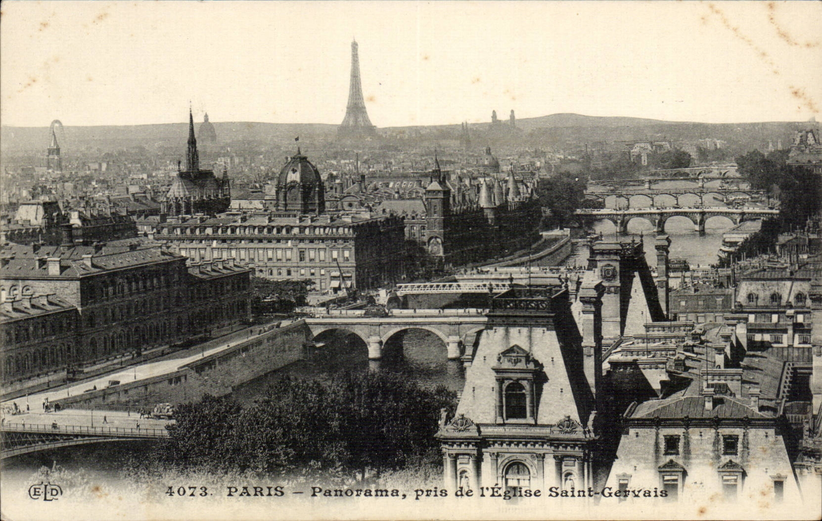 Paris CPA Panorama pris de l'eglise Saint Gervais (Tour Eiffel)
