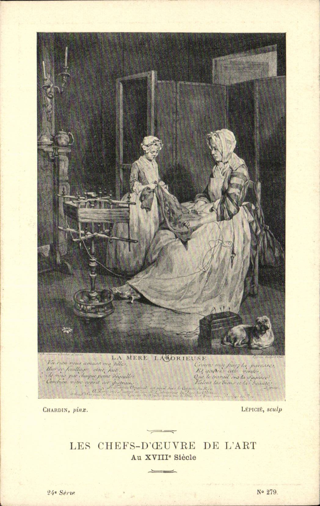 CPA Les chefs d'oeuvre de l'art La mere laborieuse Chardin Lepicie