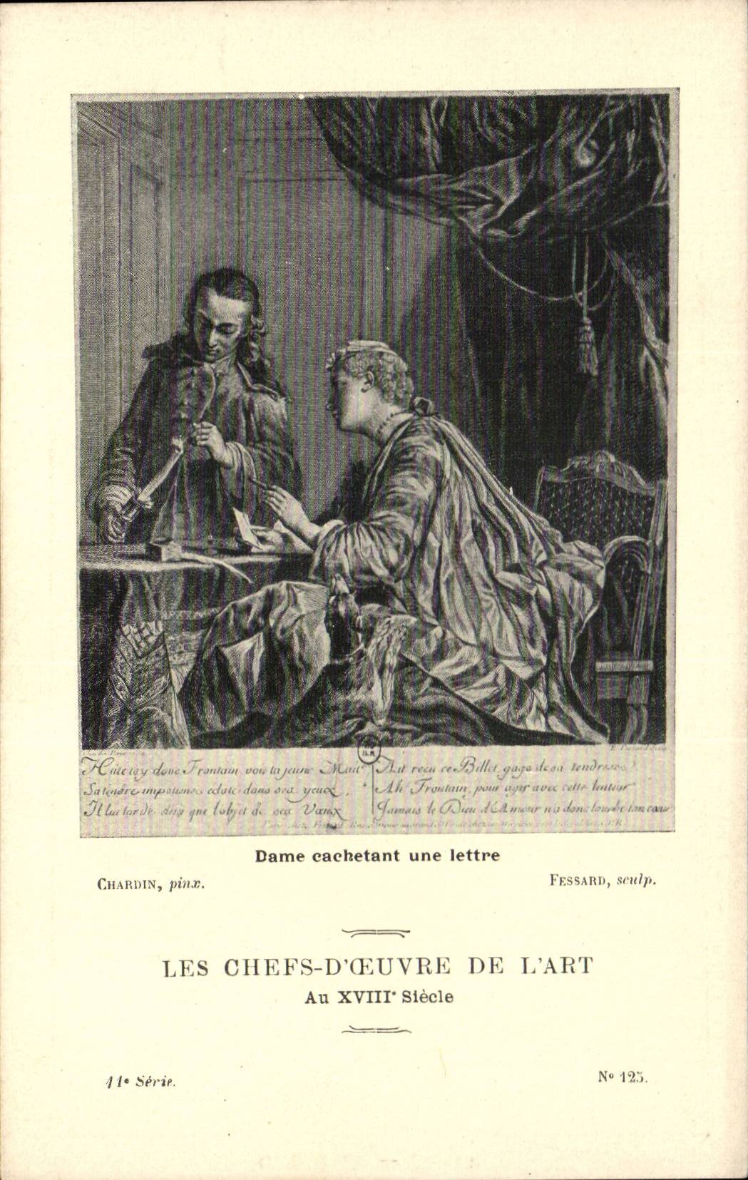 CPA Les chefs d'oeuvre de l'art Dame achetant une lettre Chardin Fessard