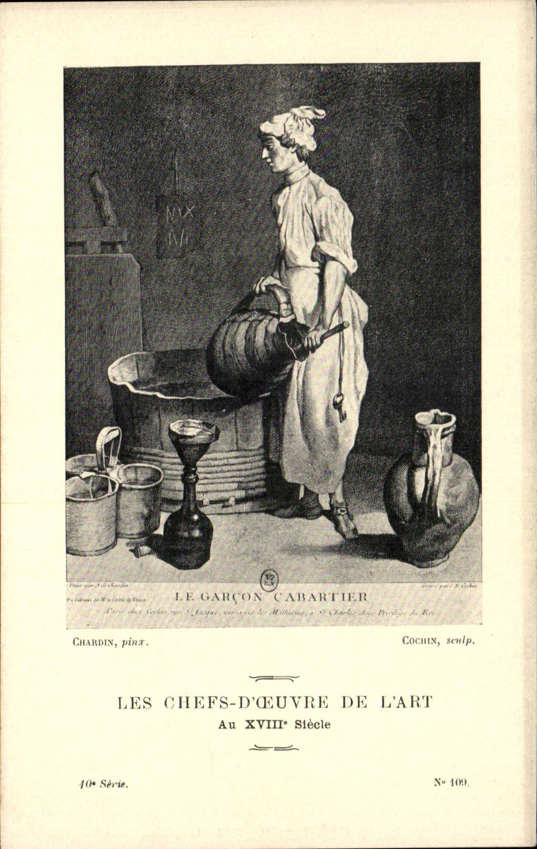 CPA Les chefs d'oeuvre de l'art Le garcon Cabartier Chardin Cochin