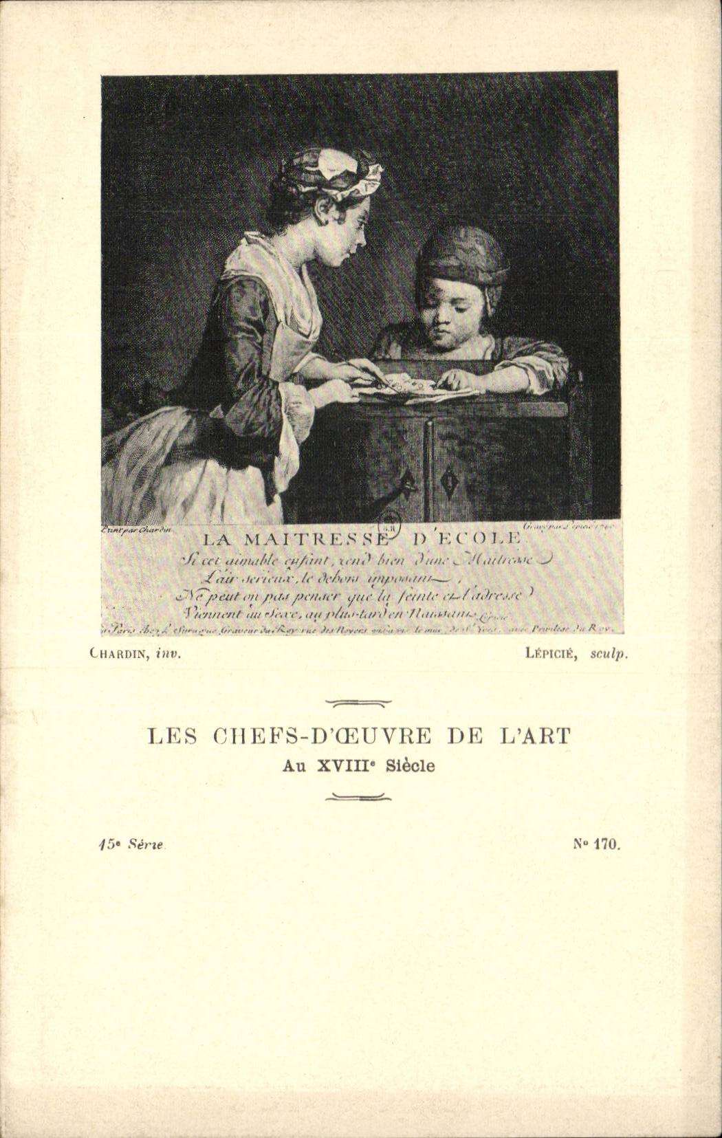 CPA Les chefs d'oeuvre de l'art La maitresse d'ecole Chardin Lepicie
