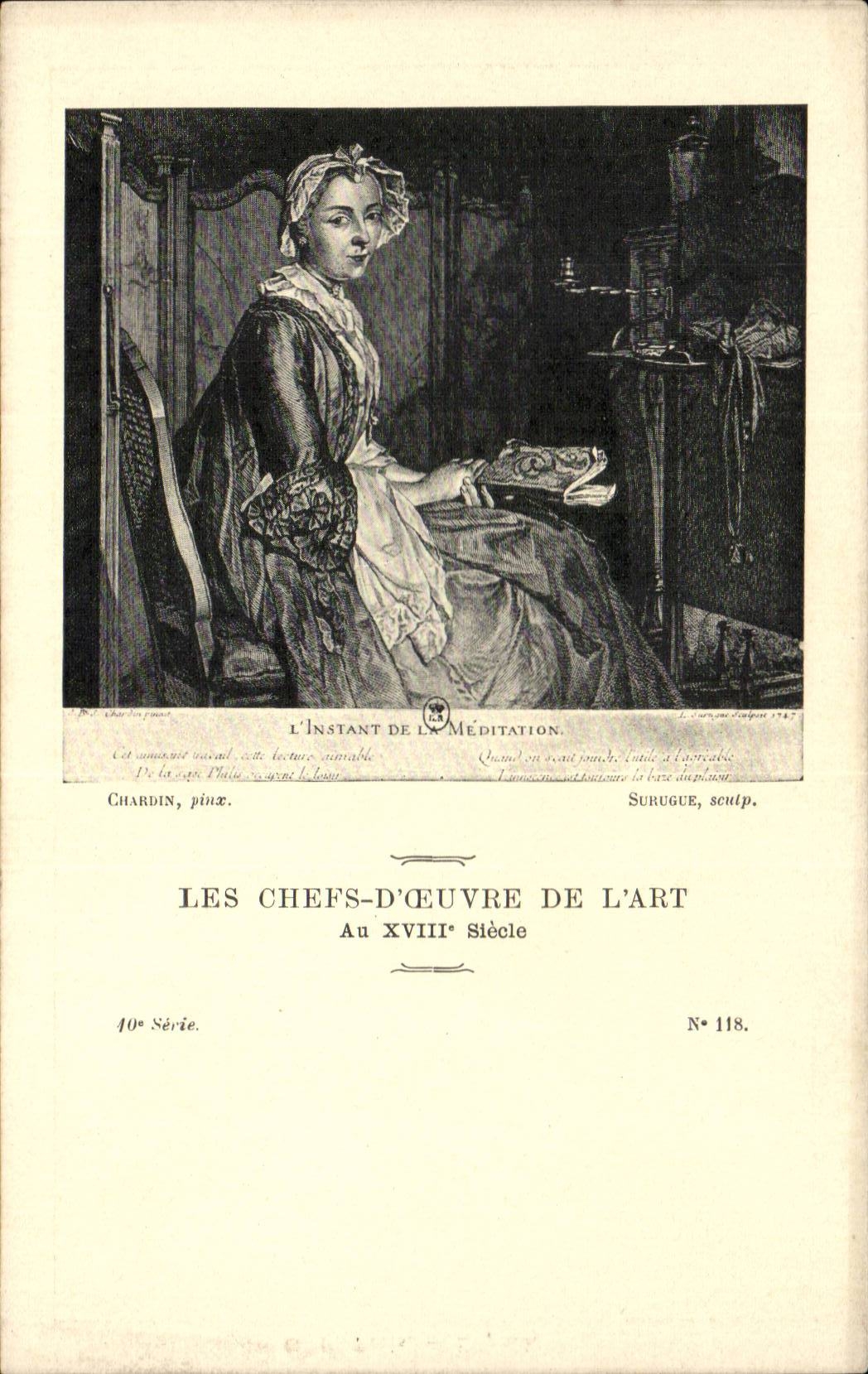CPA Les chefs d'oeuvre de l'art L'instant de meditation Chardin Surugue