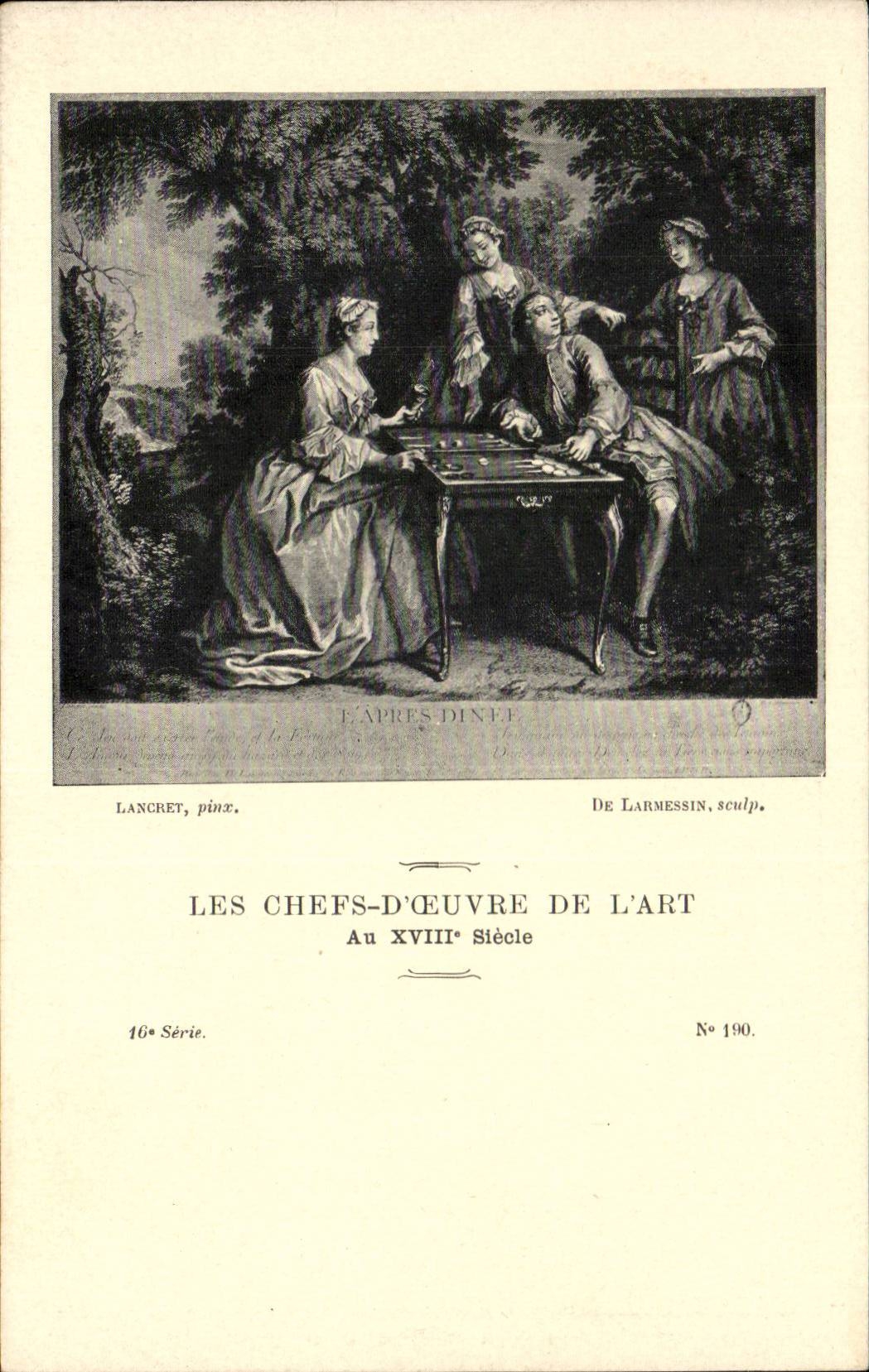 CPA Les chefs d'oeuvre de l'art L'aprs dinee Lancret De Larmessin trictrac