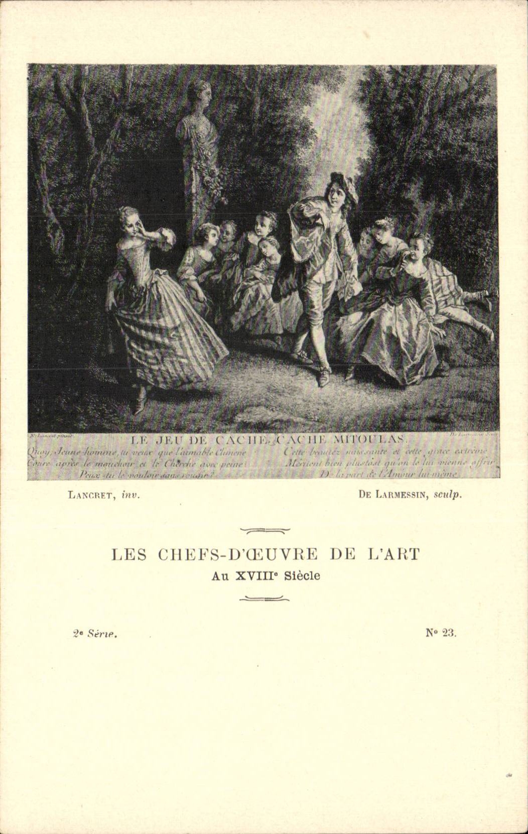 CPA Les chefs d'oeuvre de l'art Le jeu de cache cache Mitoulas Lancret Larmessin