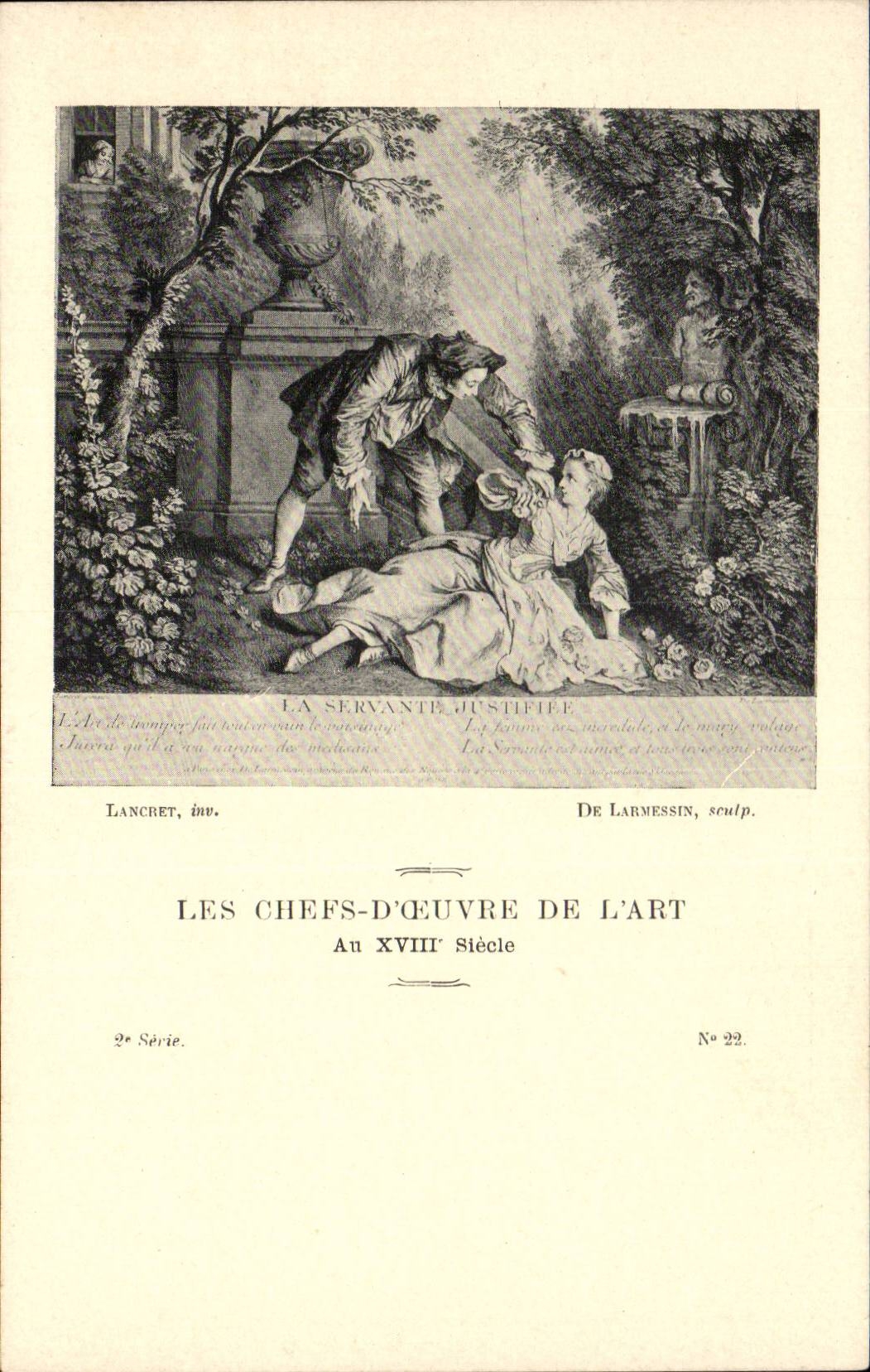CPA Les chefs d'oeuvre de l'art La servante justifiee Lancret Larmessin