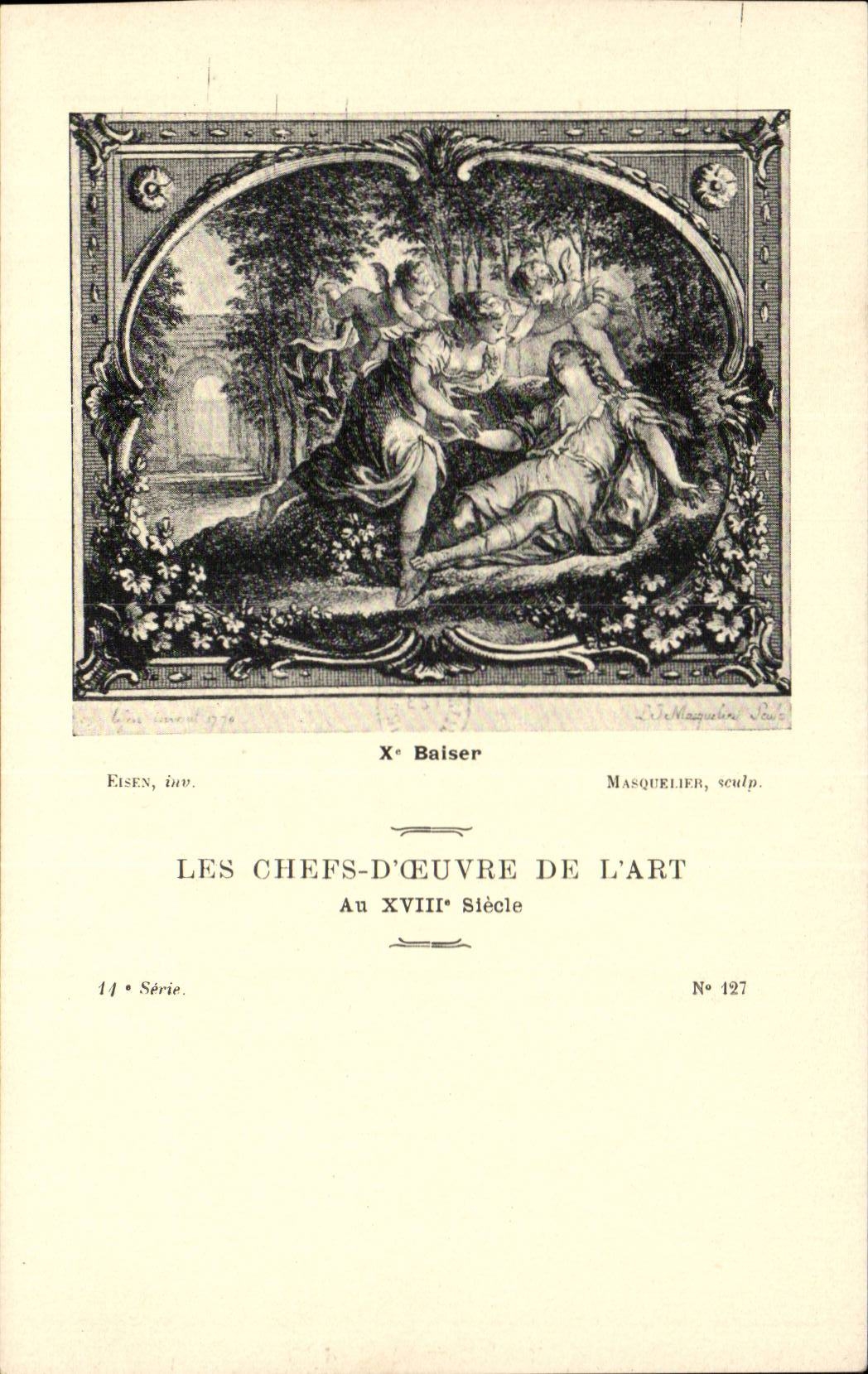 CPA Les chefs d'oeuvre de l'art Baiser Eisen Masquelier
