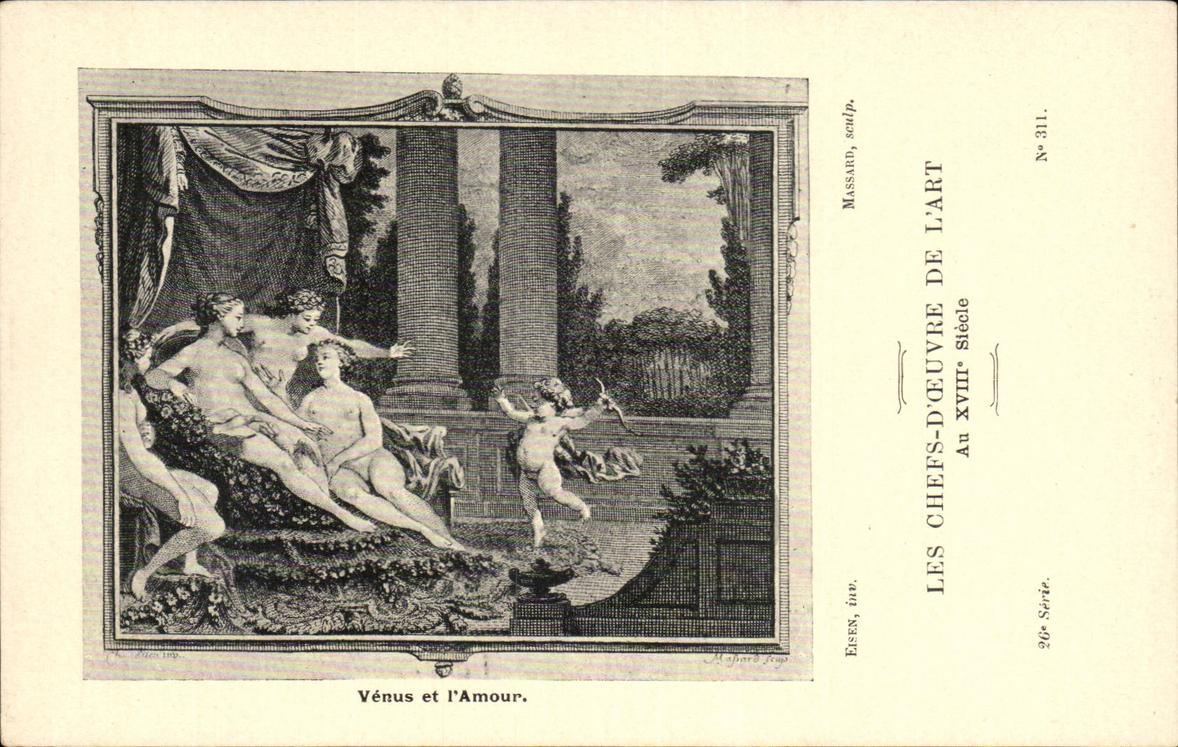 CPA Les chefs d'oeuvre de l'art Venus et l'amour Eisen Massard