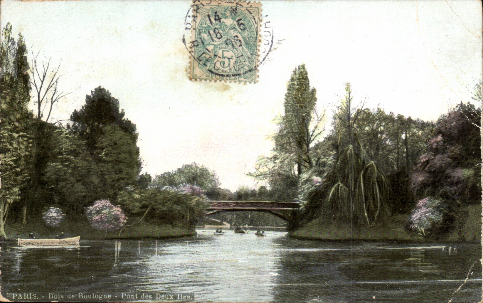Paris CPA Bois de Boulogne pont des deux iles