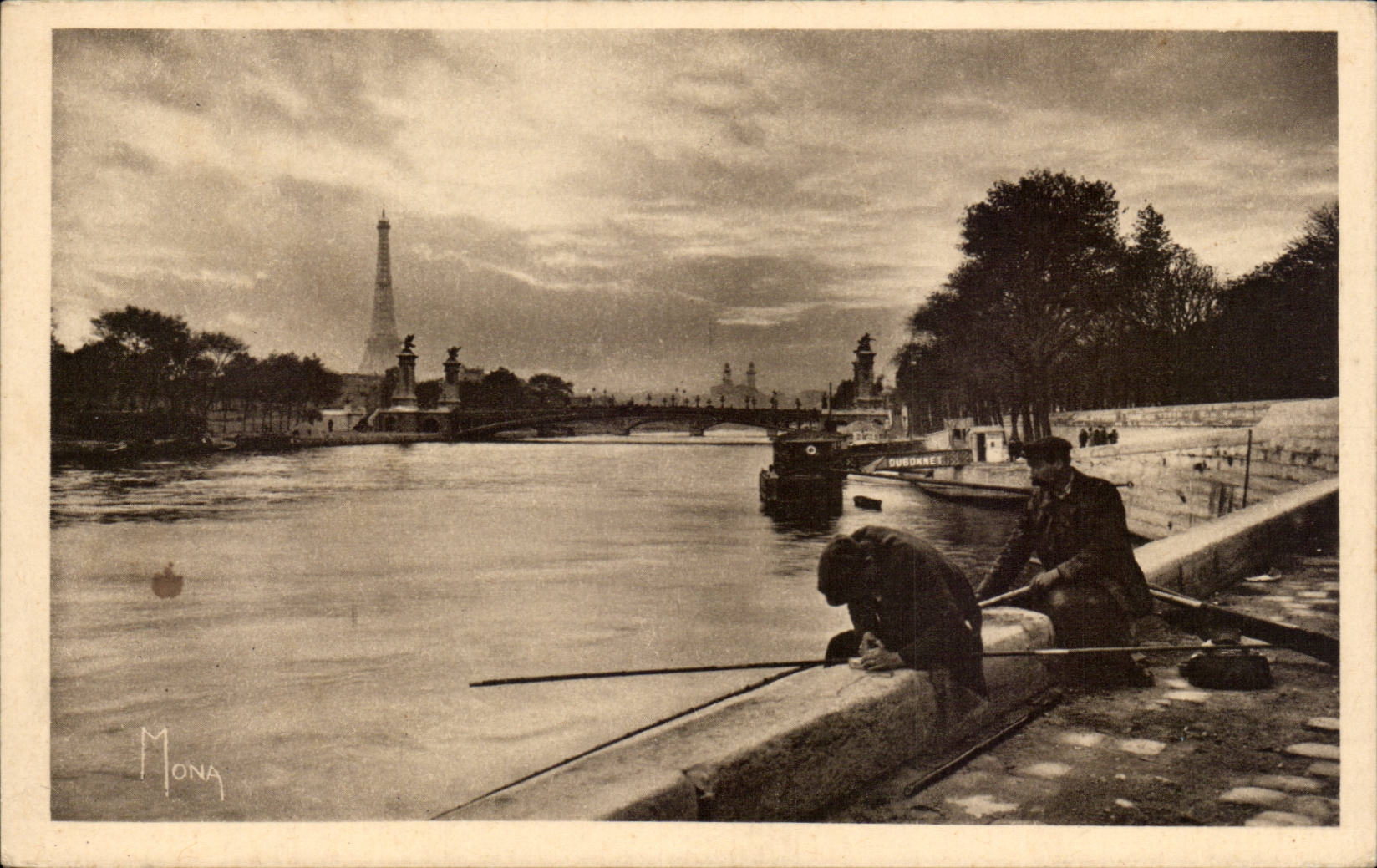 Sinning Paris CPA in the Seine With the sunset close the bridge of the harmony and Alexandre III