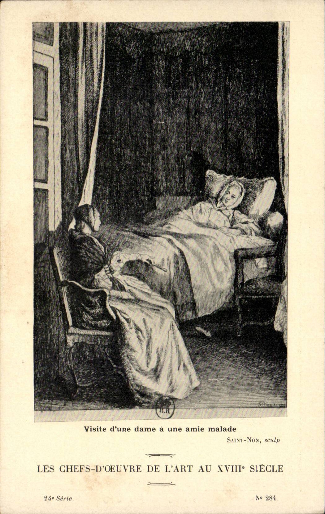 CPA Les chefs d'oeuvre de l'art au 18eme Visite d'une dame a une amie malade Saint non