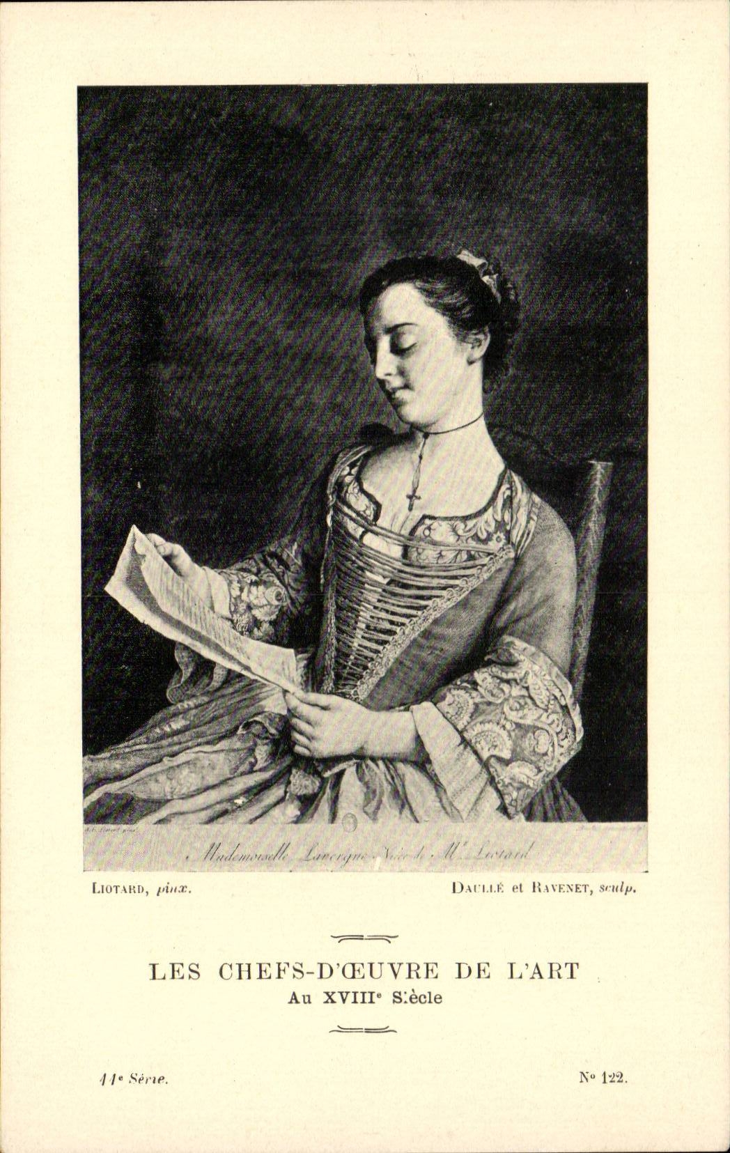 CPA Les chefs d'oeuvre de l'art au 18eme Mademoiselle Lavergne Liotard Daoule et Ravenet
