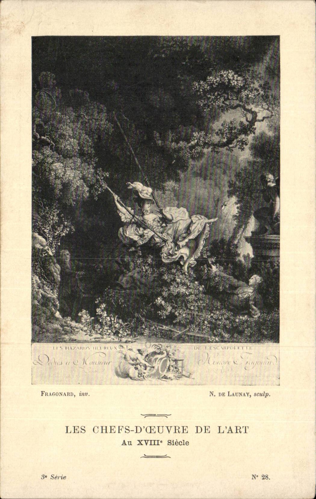 CPA Les chefs d'oeuvre de l'art au 18eme Les hazards heureux de l'escarloupette Fragonard de launay