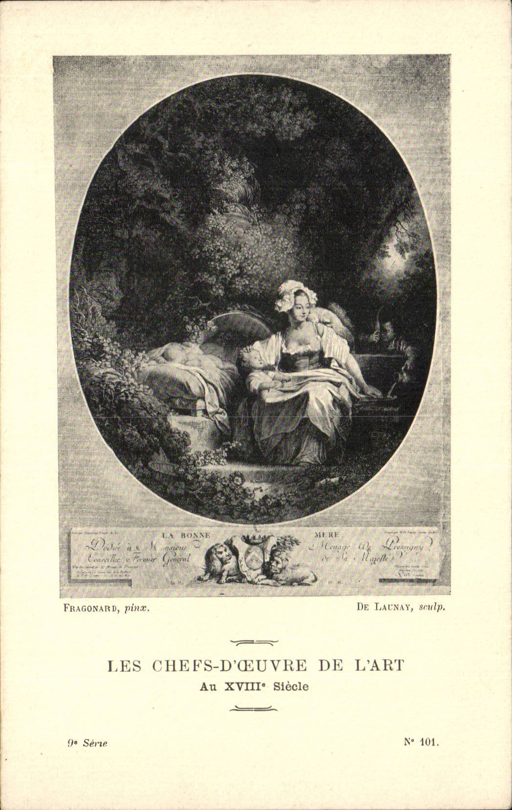 CPA Les chefs d'oeuvre de l'art au 18eme La bonne mere Fragonard De Launay