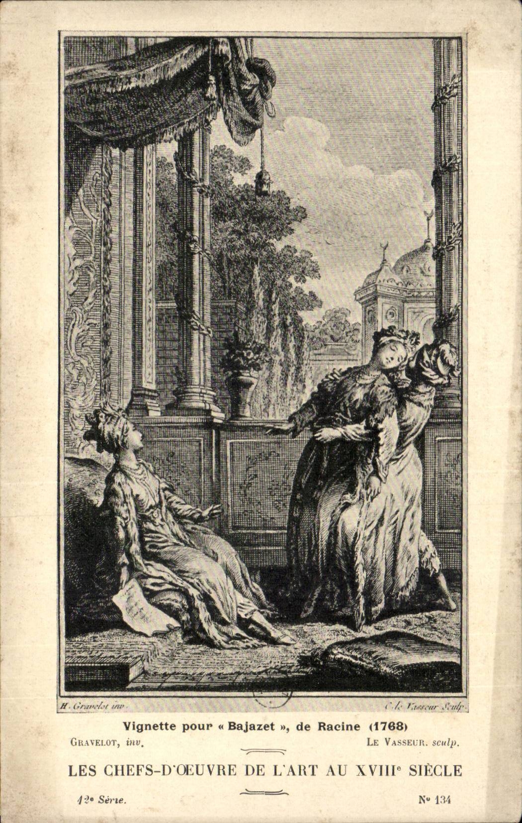 CPA Les chefs d'oeuvre de l'art au 18eme Vignette pour Bajazet de Racine Gravelot Le Vasseur
