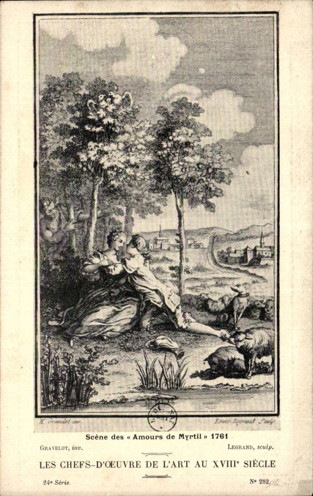 CPA Les chefs d'oeuvre de l'art au 18eme Scene des amours de Myrtill 1761 Gravelot Legrand
