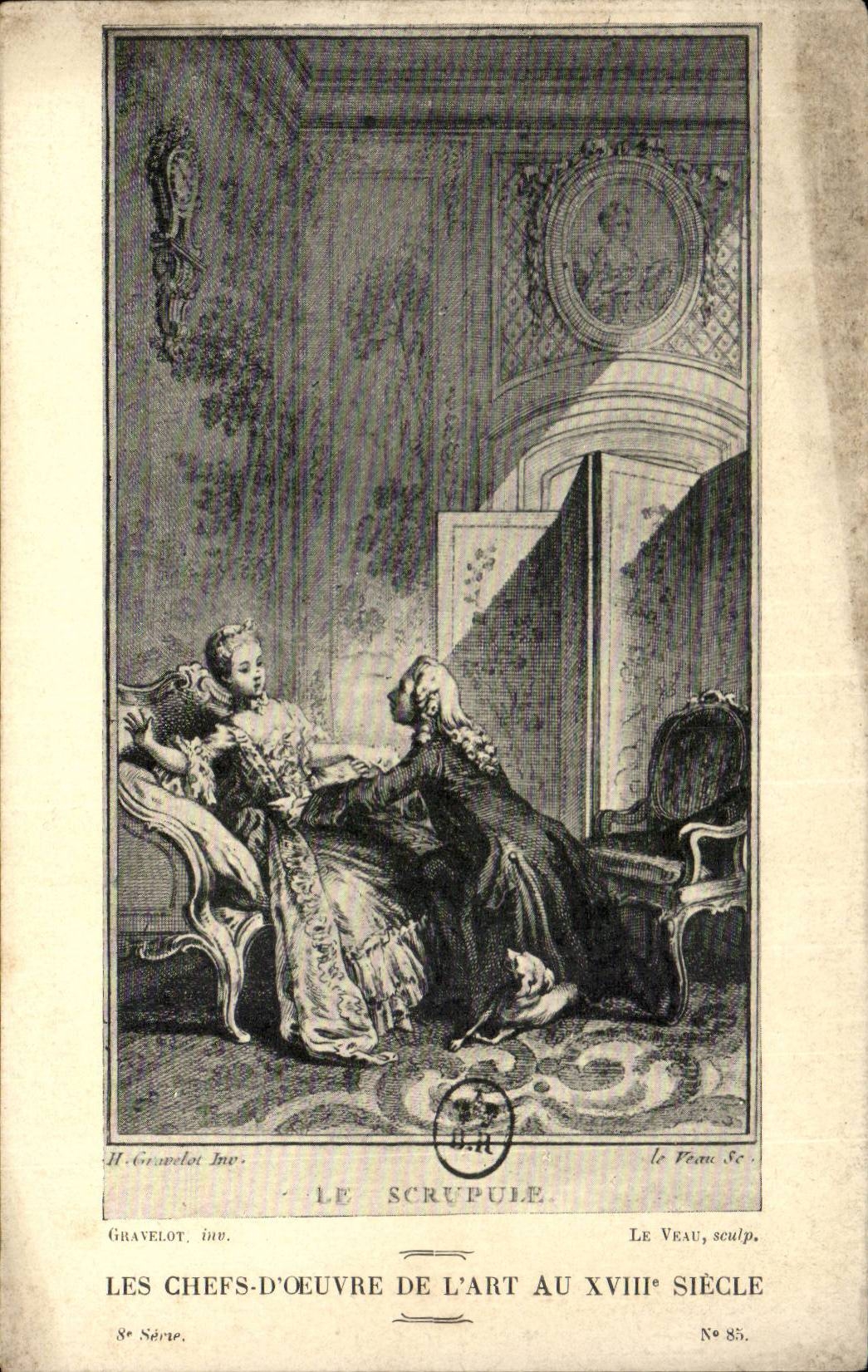CPA Les chefs d'oeuvre de l'art au 18eme Le scrupule Gravelot Le Veau