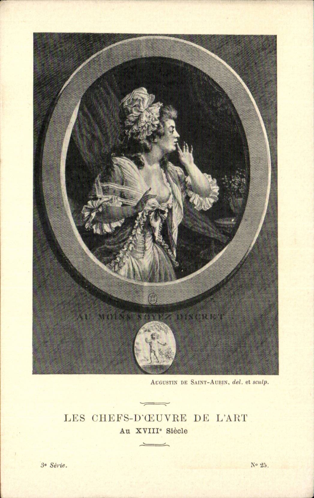 CPA Les chefs d'oeuvre de l'art au 18eme Au moins soyes discret De Saint Aubin 