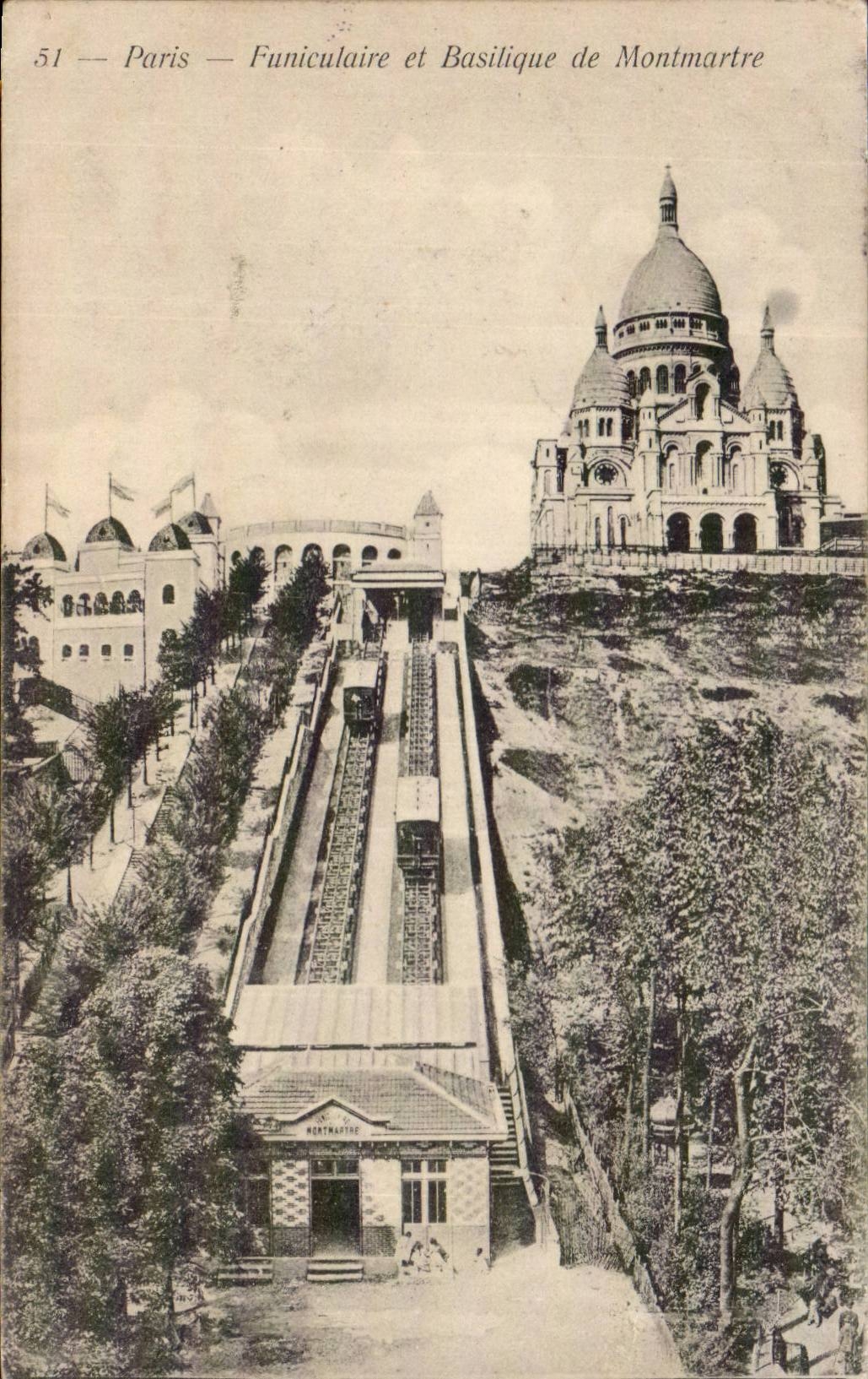 Paris CPA Funiculaire et basilique de Montmartre