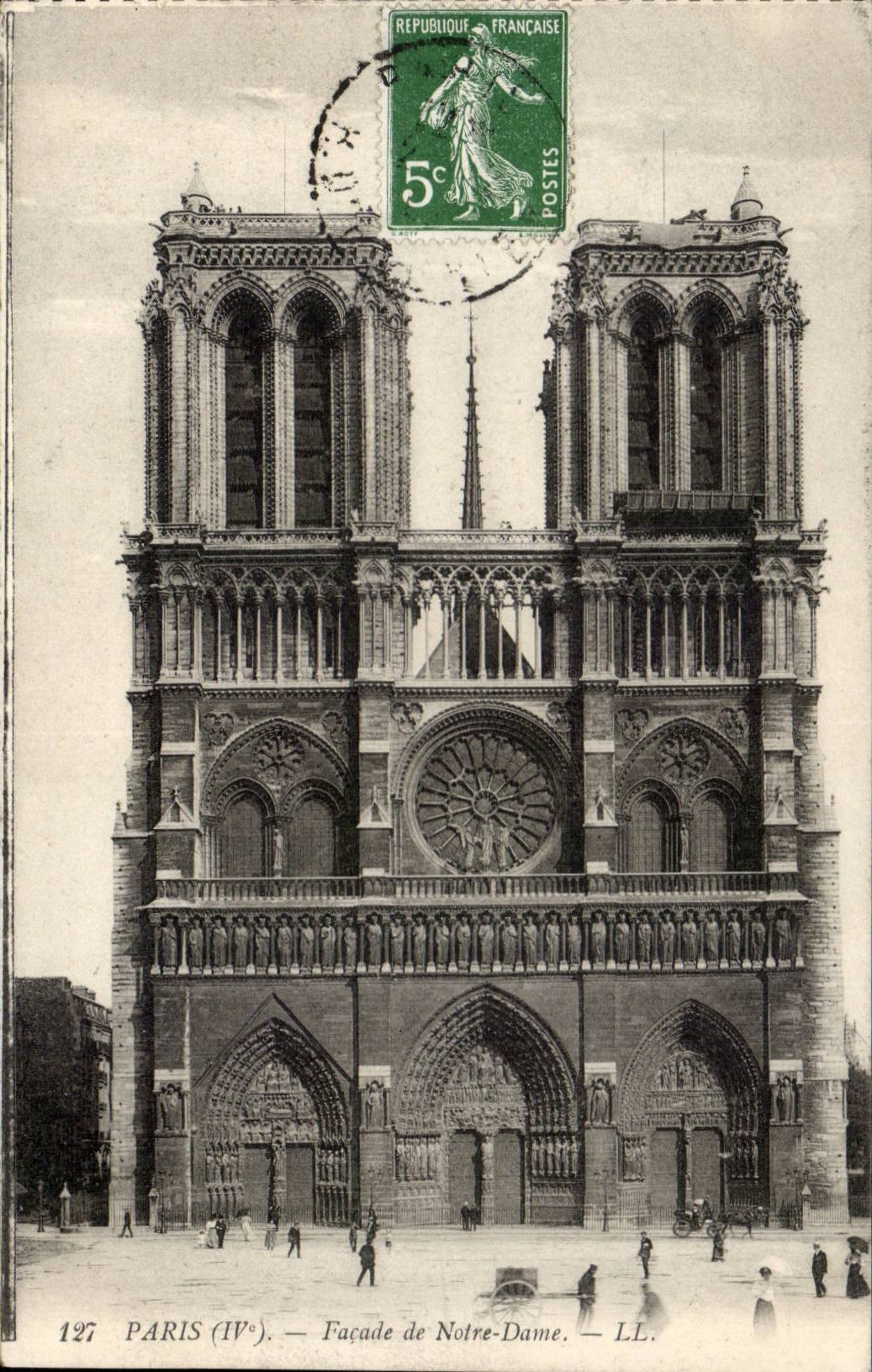 Paris CPA Facade de Notre Dame