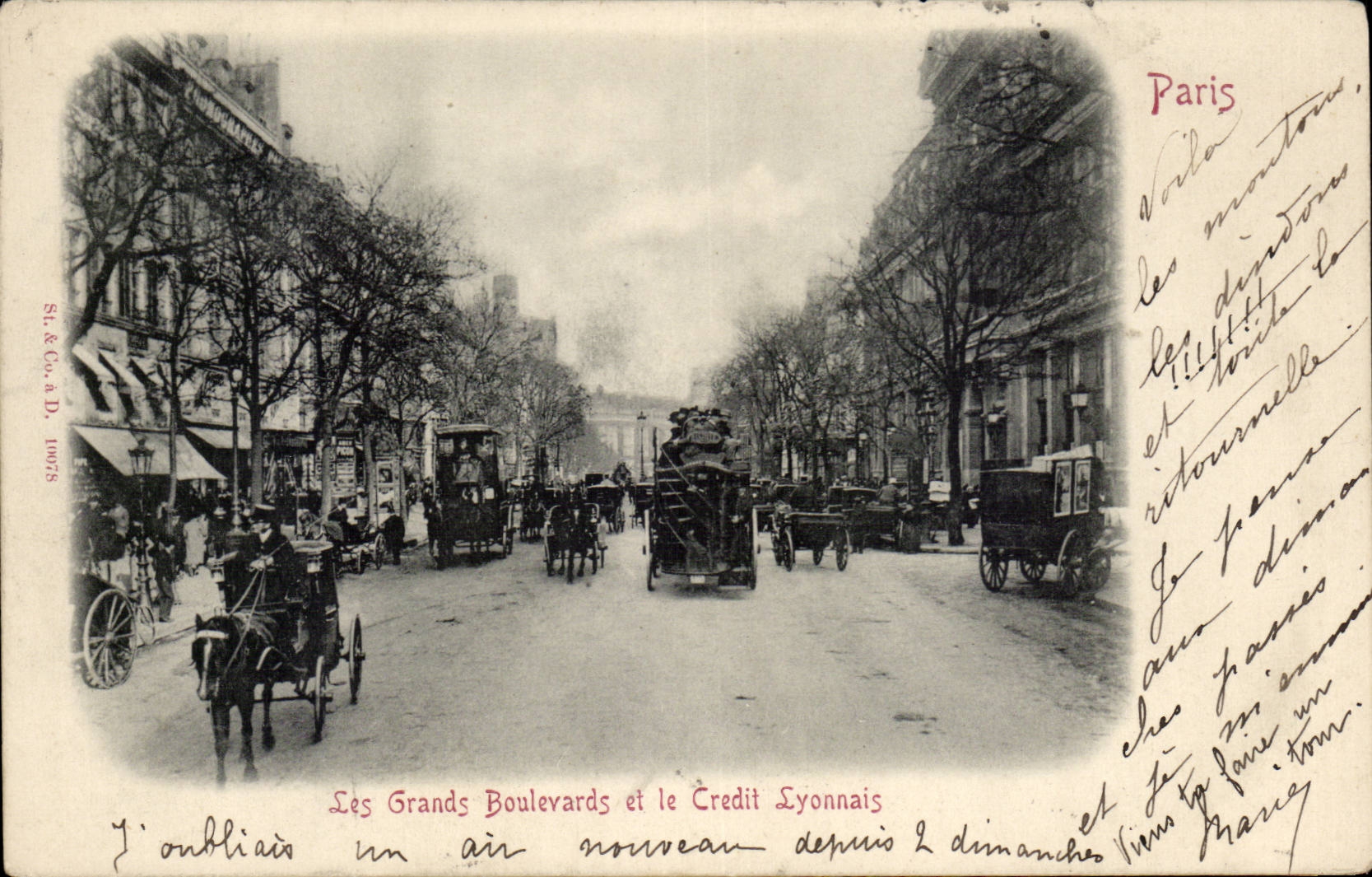 Paris CPA Les grands boulevards et le Credit Lyonnais
