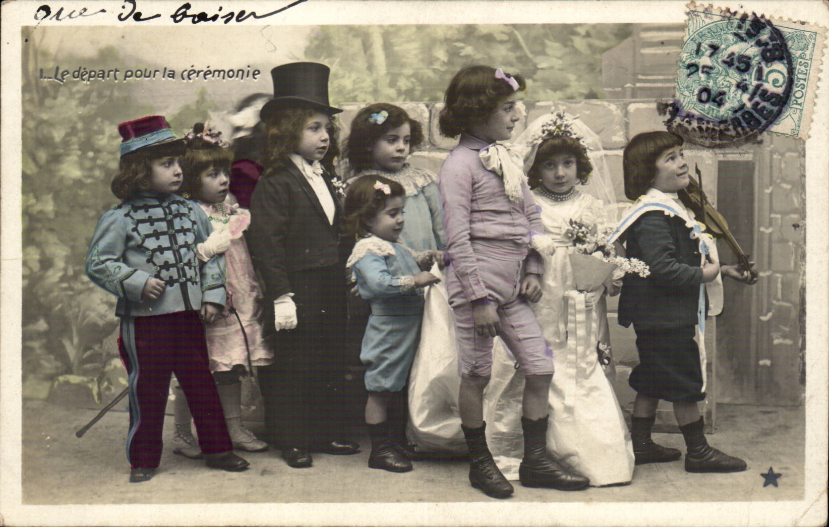 CPA Fantasy Children Departure for the ceremony Violin Violin