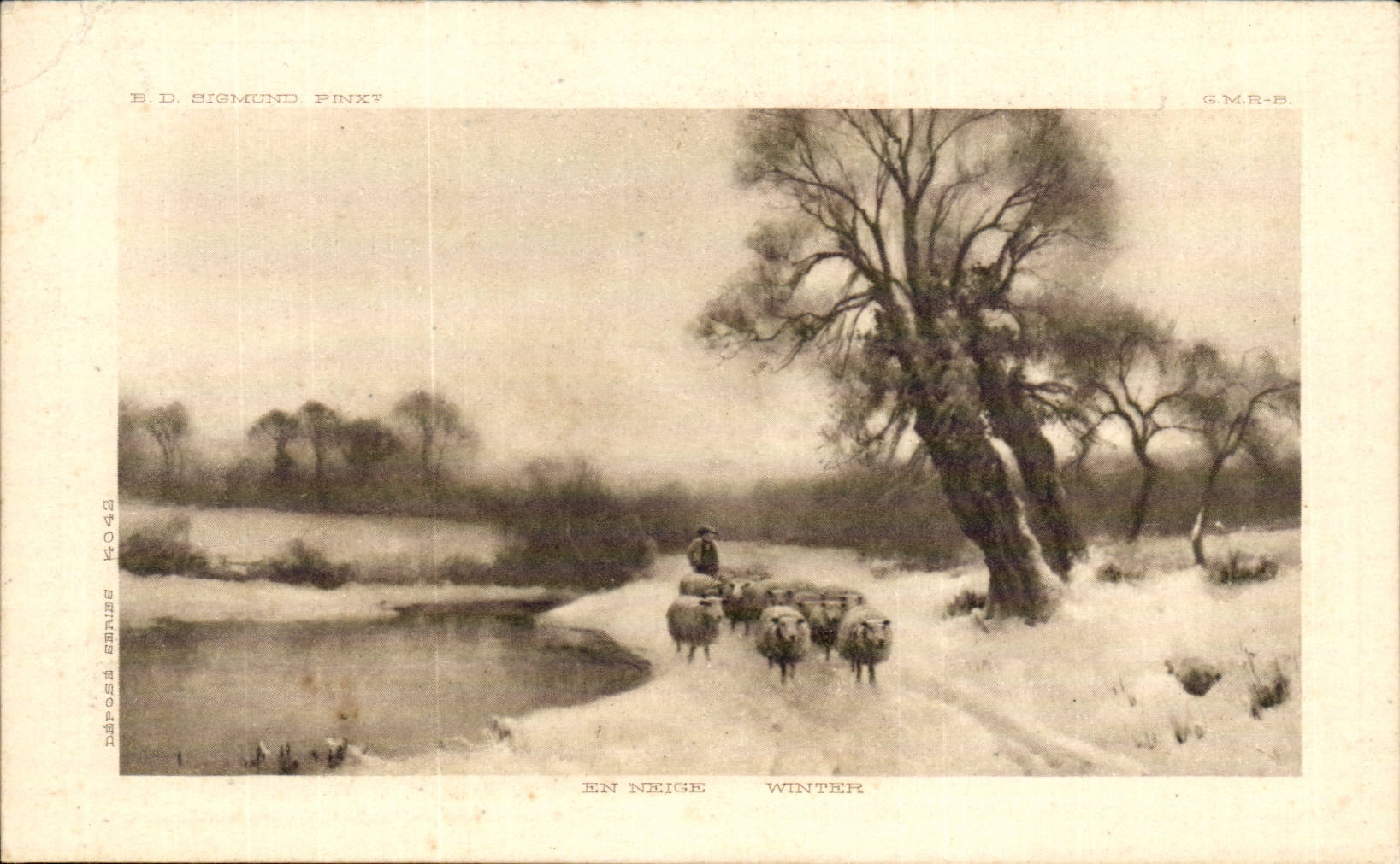 CPA Fantasy snows Moutons Sheep of Them