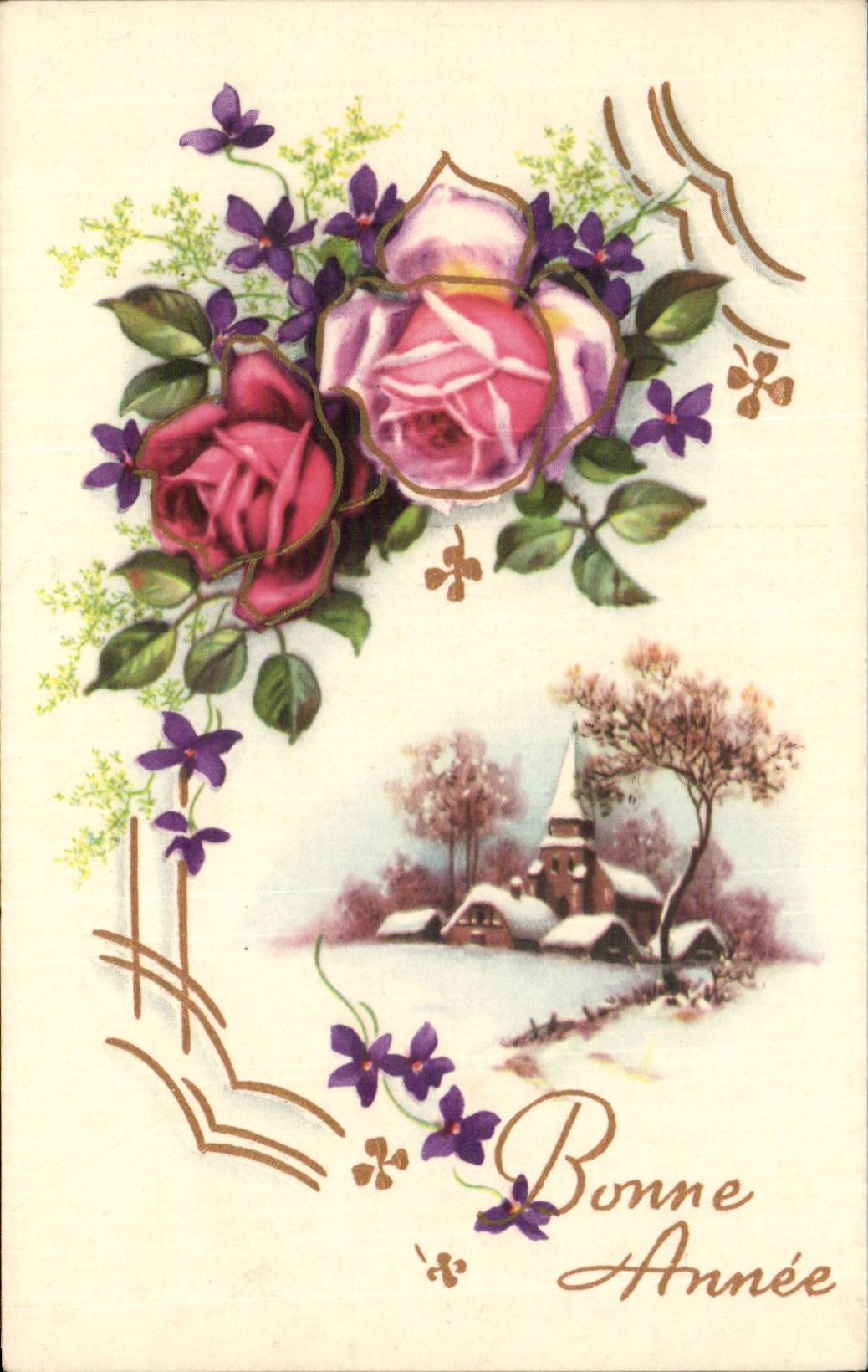 CPA Fantasy Flowers Happy New Year