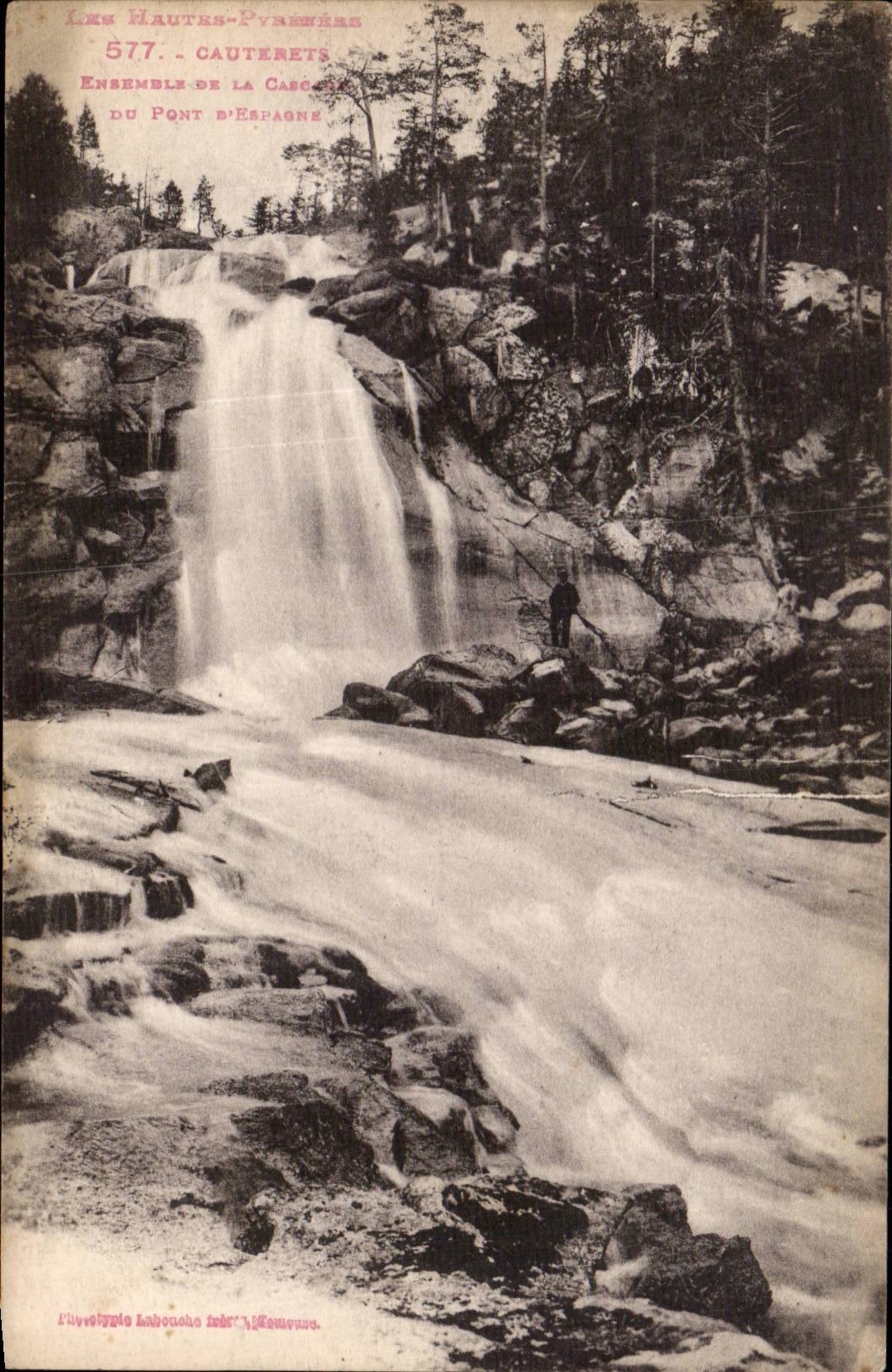 Cauterets - zusammen der Kaskade der Brucke von Spanien - CPA