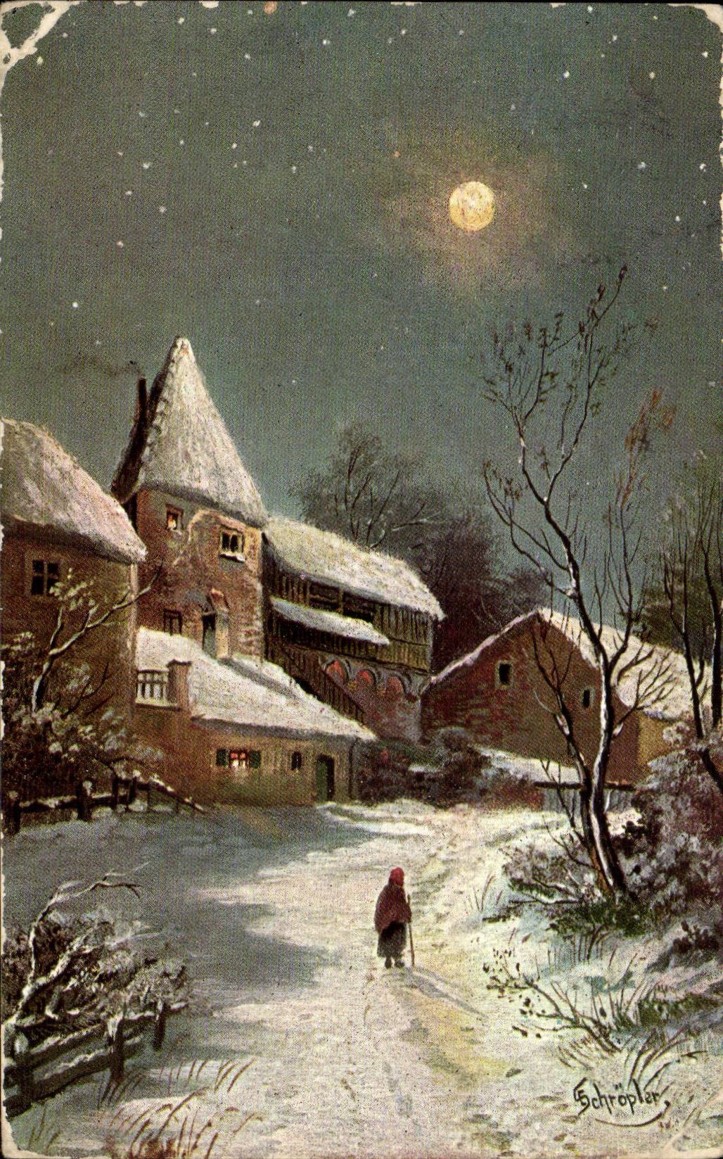 Arts - Tableau - Lonely Winter Scene CPA 