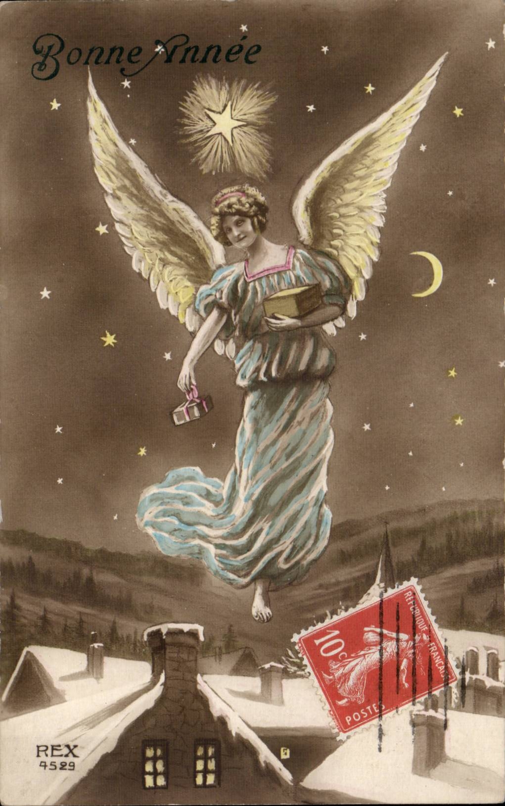 Festivals - Happy New Year - Christmas angel ditributing gifts - angel - engel CPA
