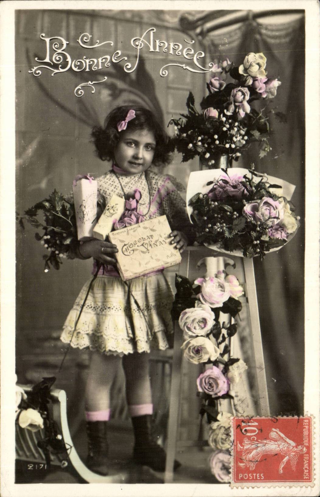 Fantasy - Children - Happy New Year - Darling little girl Publicity Chocolate Vinay CPA