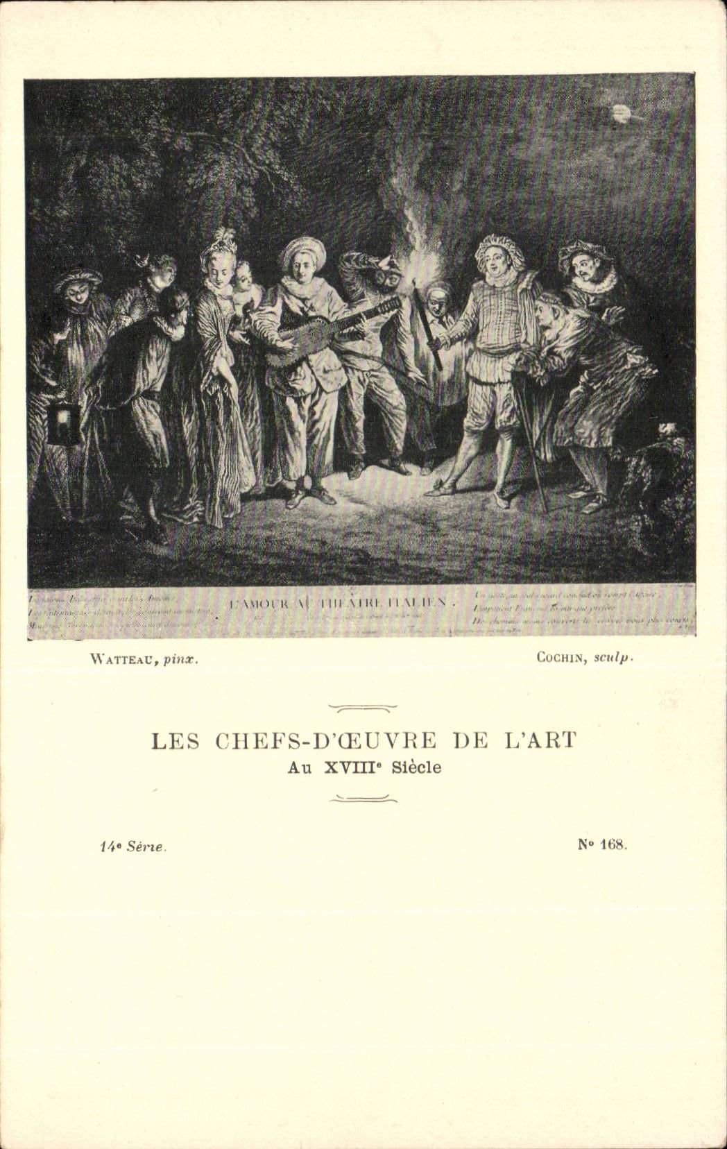 Tableaux - Arts - Watteau Les chefs d'oeuvre de l'art au 18eme - musique - instrument - CPA 