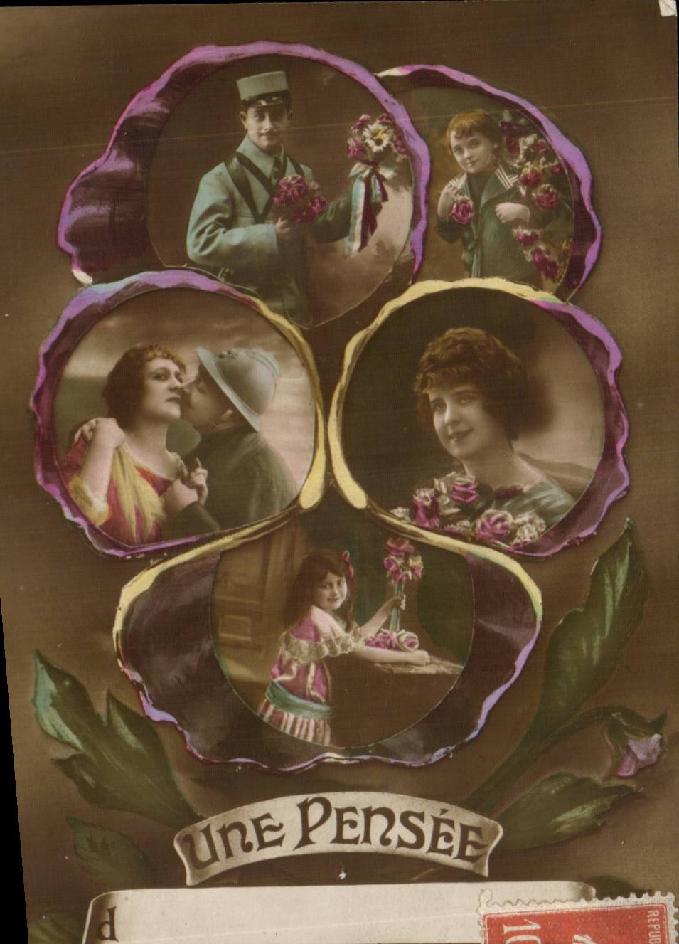 imagination - Woman - Militaria - Thought - Pansy - CPA