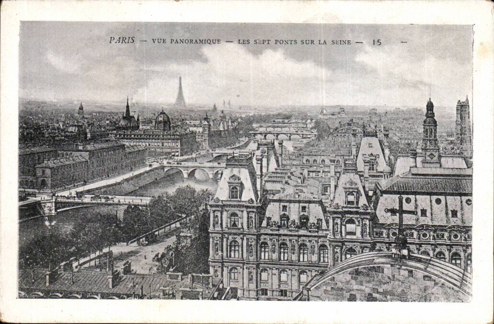 Paris - 1 - Vue Panoramique - Les Sept Ponts - CPA