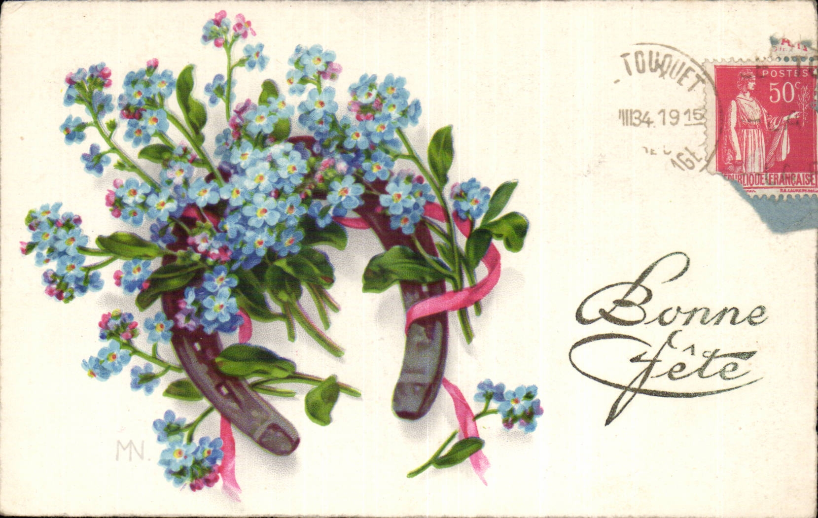 Festivals - Good Festival - Flowers - Gate Happiness - Horse has Fer - CPA