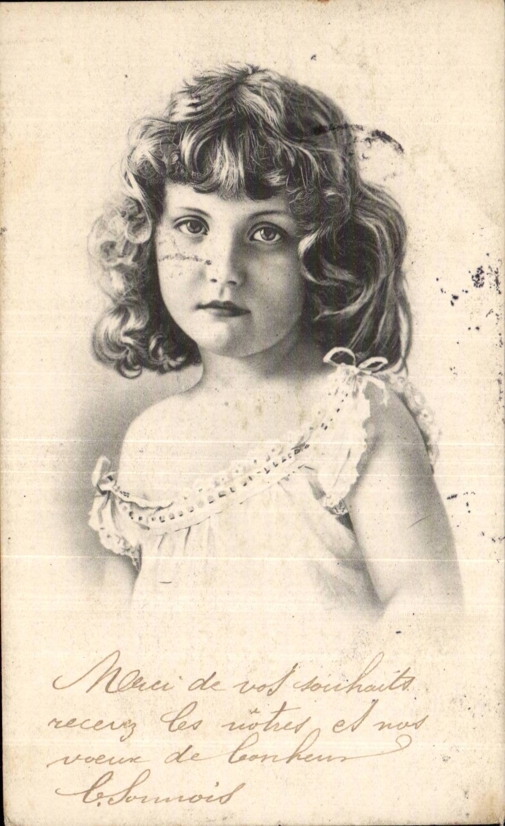 Fantasy - Child - sweet girl with curly to hate - CPA