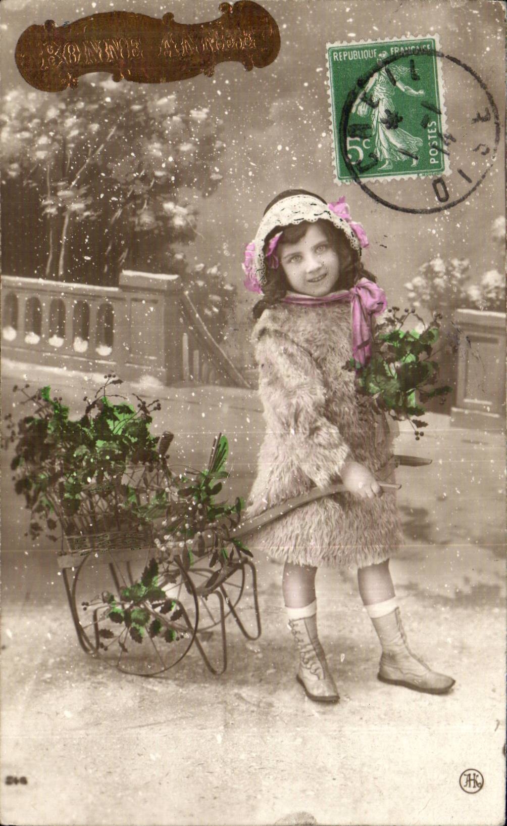 Fantasy - Child - Small Girl - Happy New Year - CPA