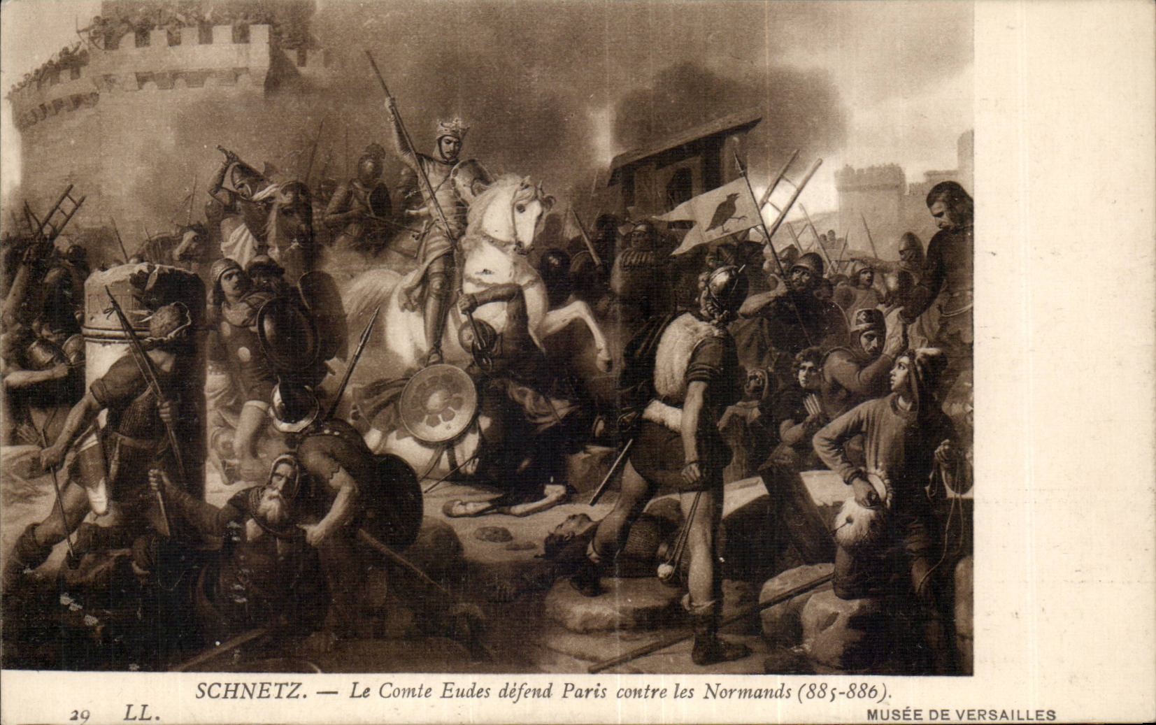 Arts - Tableau - Schnetz - Le Comte Eudes defend Paris contre les Normands - CPA 
