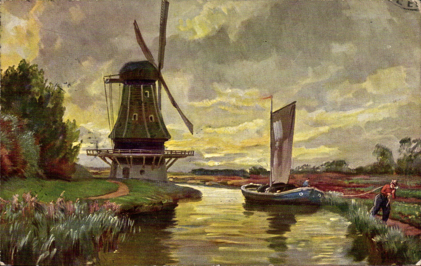 CPA Fantaisie Moulin a vent Windmill