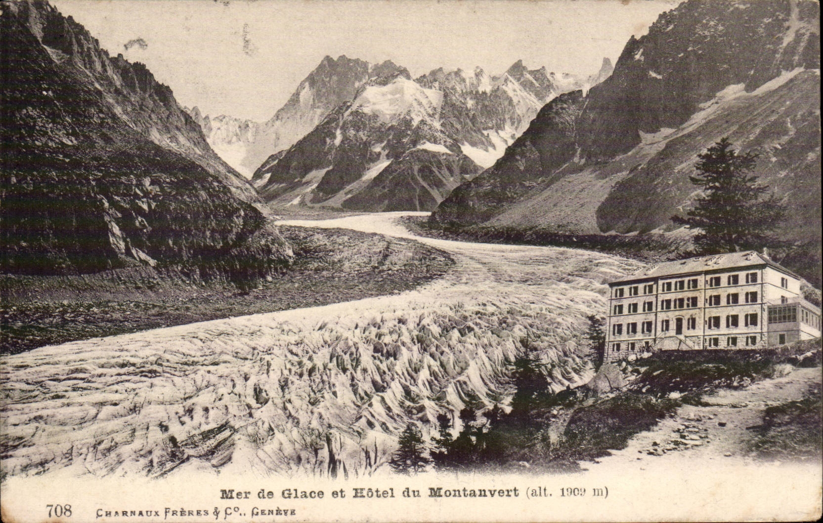 CPA Sea of ice and hotel of Montanvert